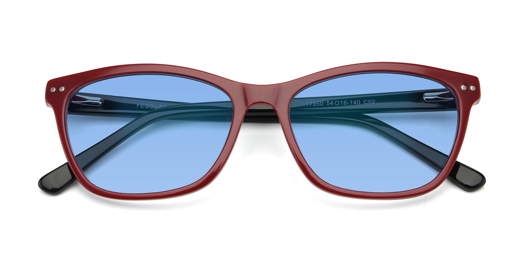 Folded Front of 17350 in Wine with Medium Blue Tinted Lenses