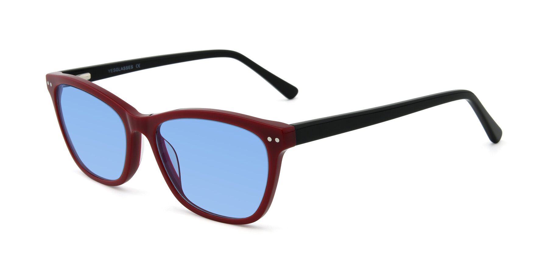 Angle of 17350 in Wine with Medium Blue Tinted Lenses