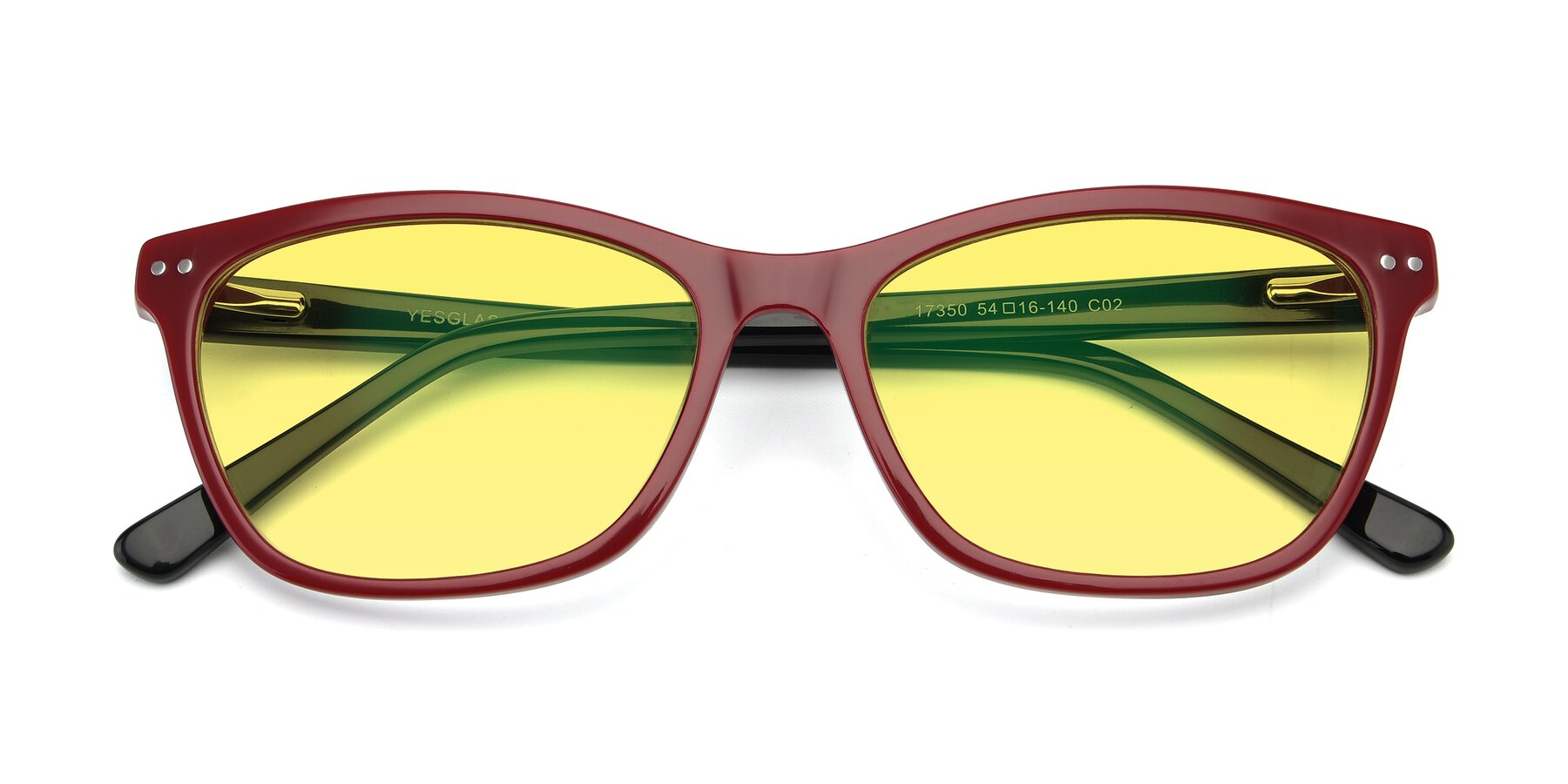 Folded Front of 17350 in Wine with Medium Yellow Tinted Lenses