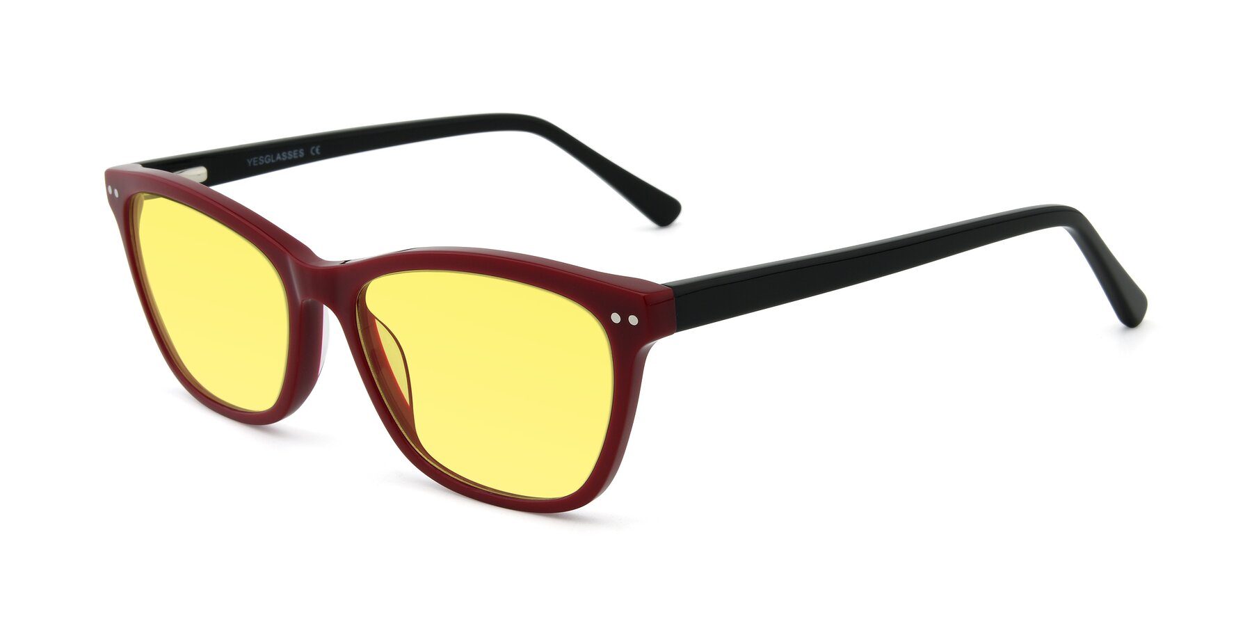 Angle of 17350 in Wine with Medium Yellow Tinted Lenses