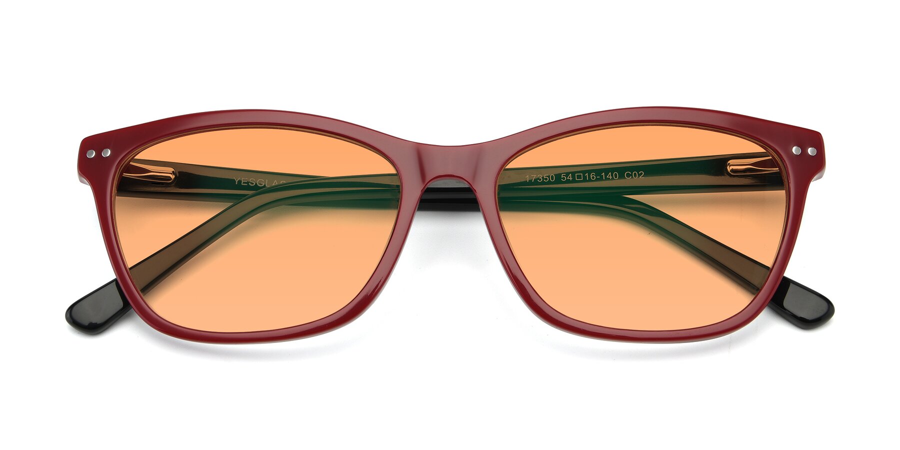 Folded Front of 17350 in Wine with Medium Orange Tinted Lenses