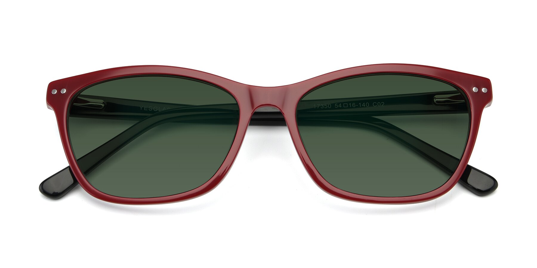 Folded Front of 17350 in Wine with Green Tinted Lenses