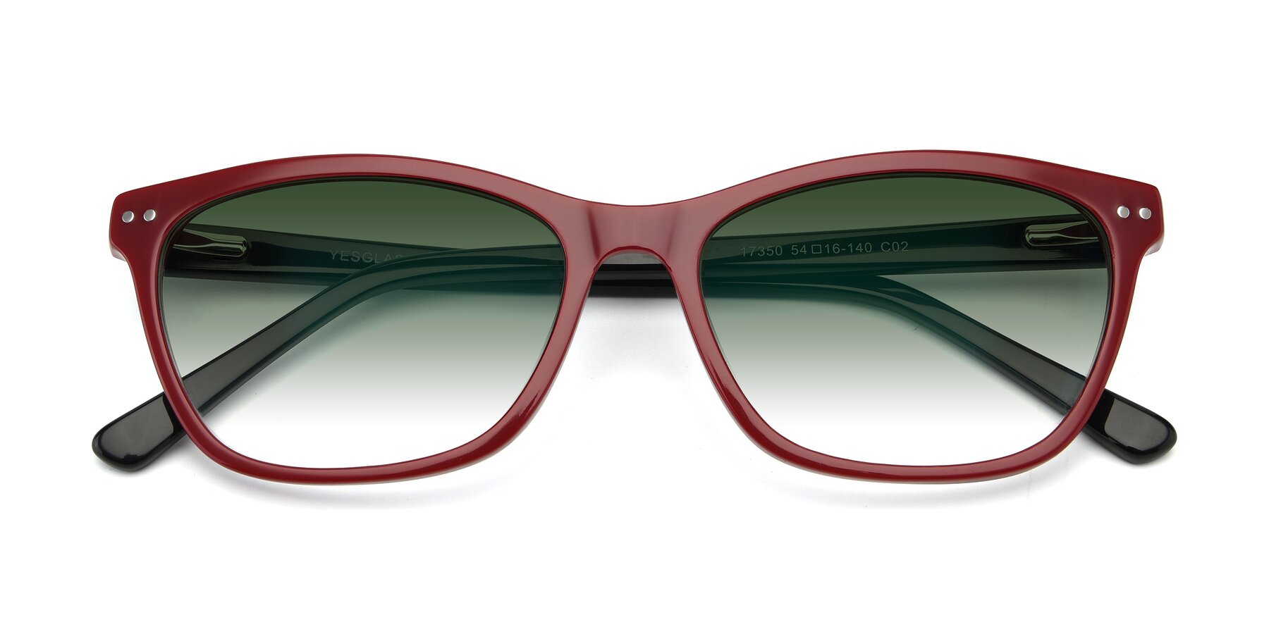 Folded Front of 17350 in Wine with Green Gradient Lenses
