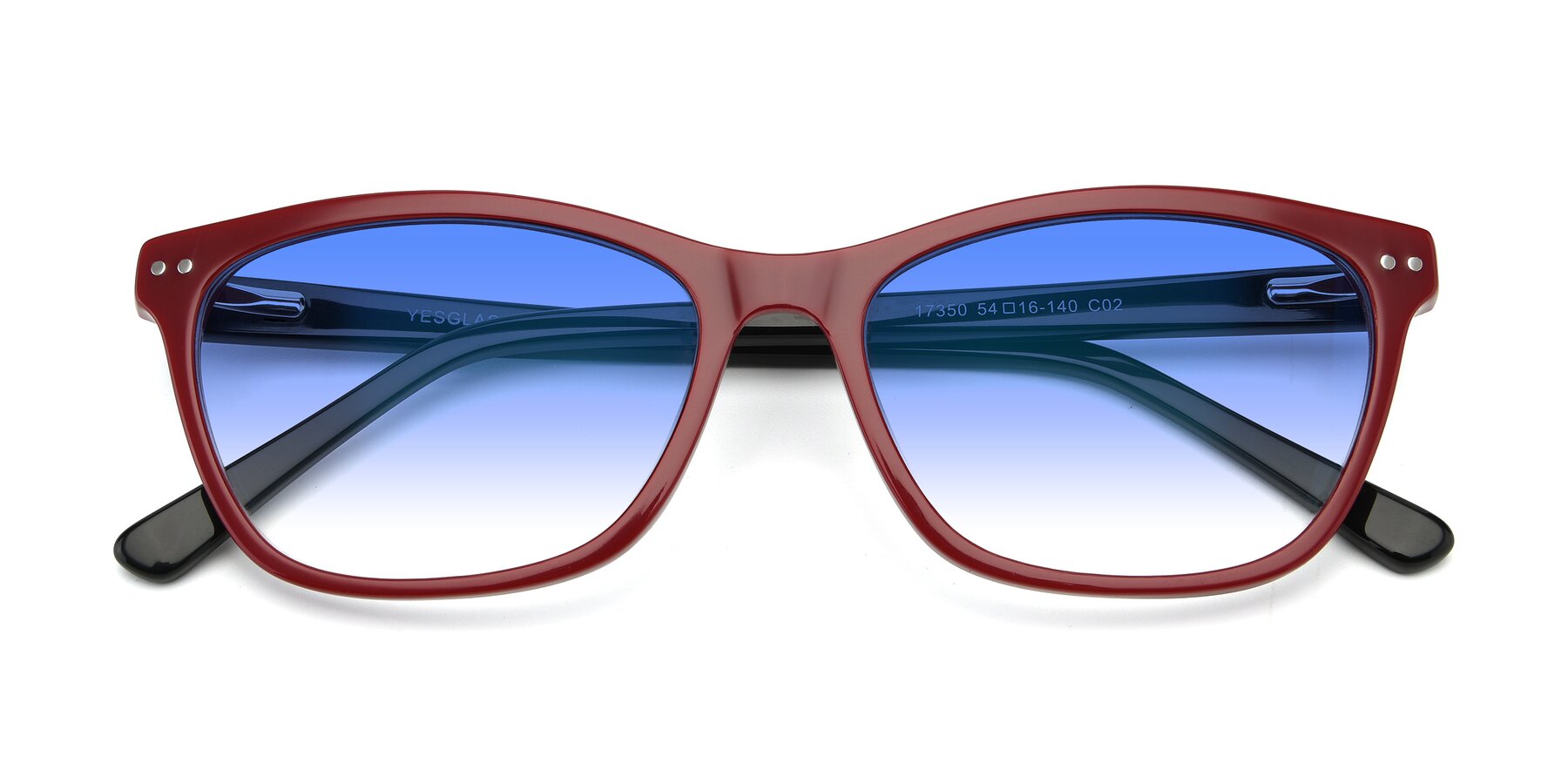 Folded Front of 17350 in Wine with Blue Gradient Lenses