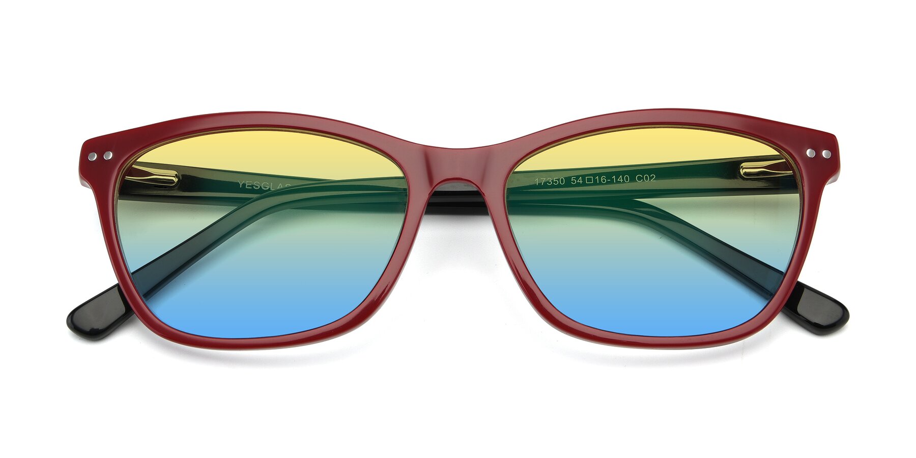 Folded Front of 17350 in Wine with Yellow / Blue Gradient Lenses