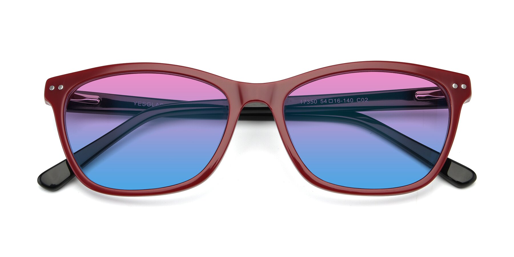 Folded Front of 17350 in Wine with Pink / Blue Gradient Lenses