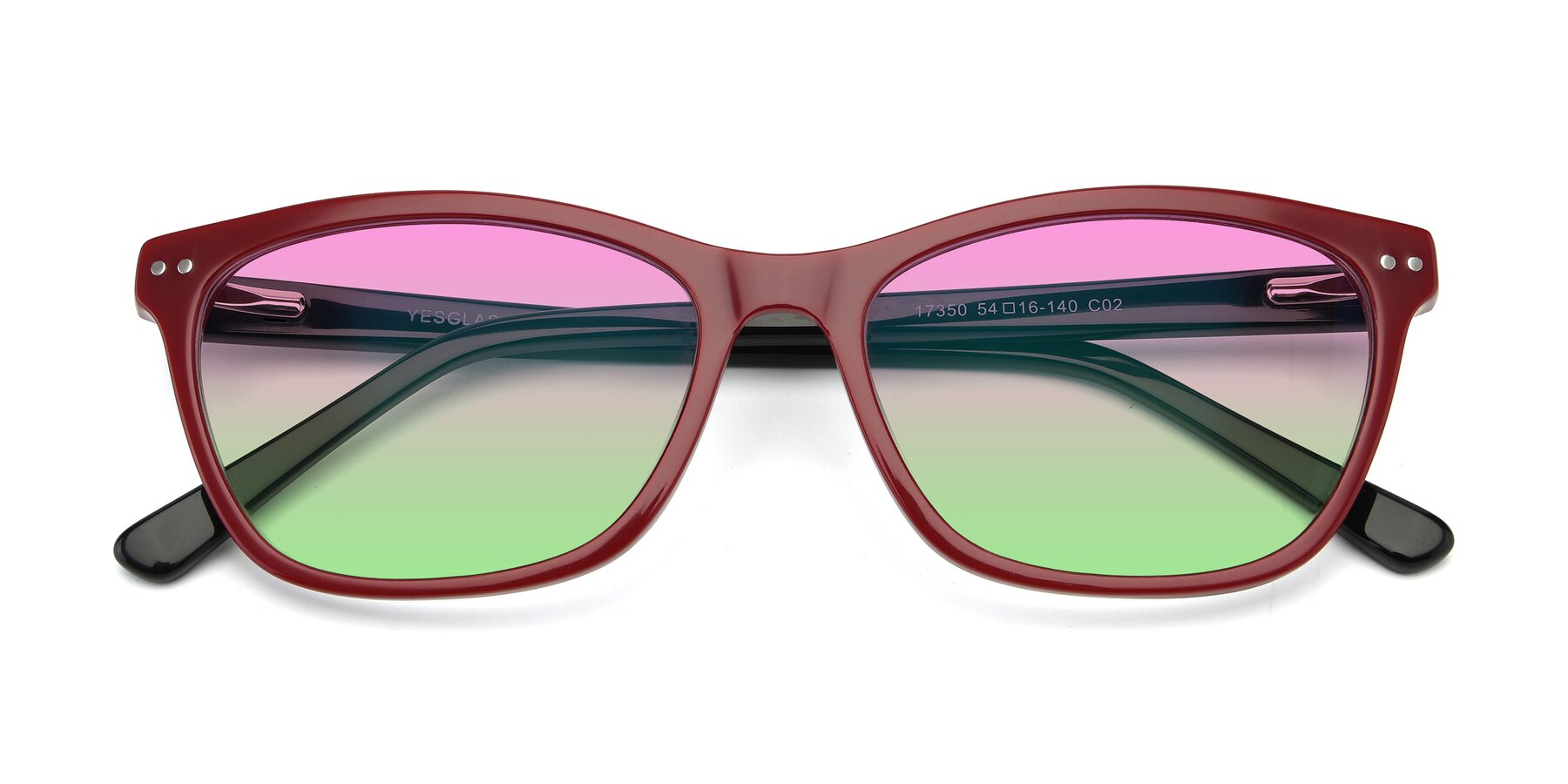 Folded Front of 17350 in Wine with Pink / Green Gradient Lenses