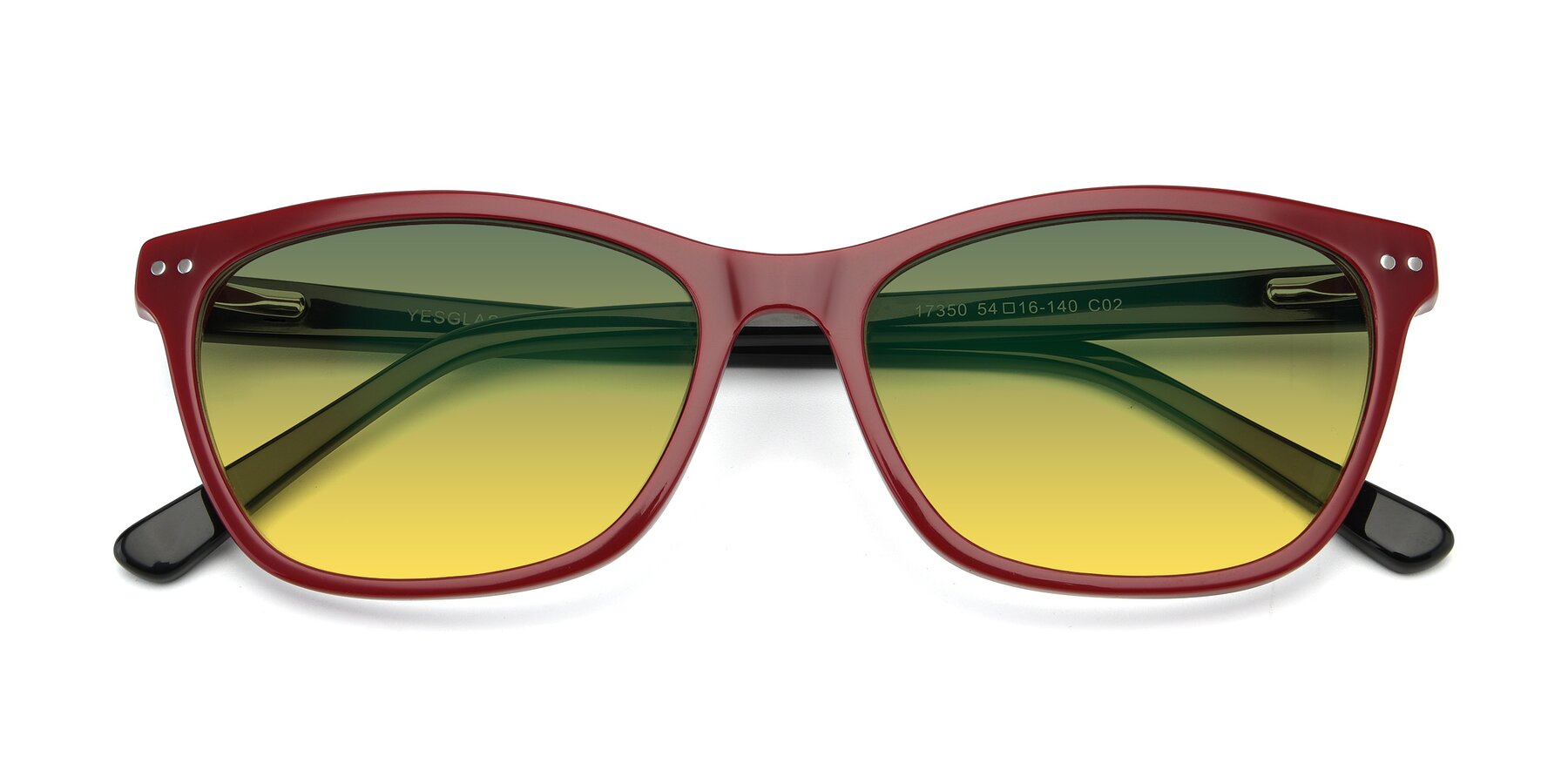 Folded Front of 17350 in Wine with Green / Yellow Gradient Lenses