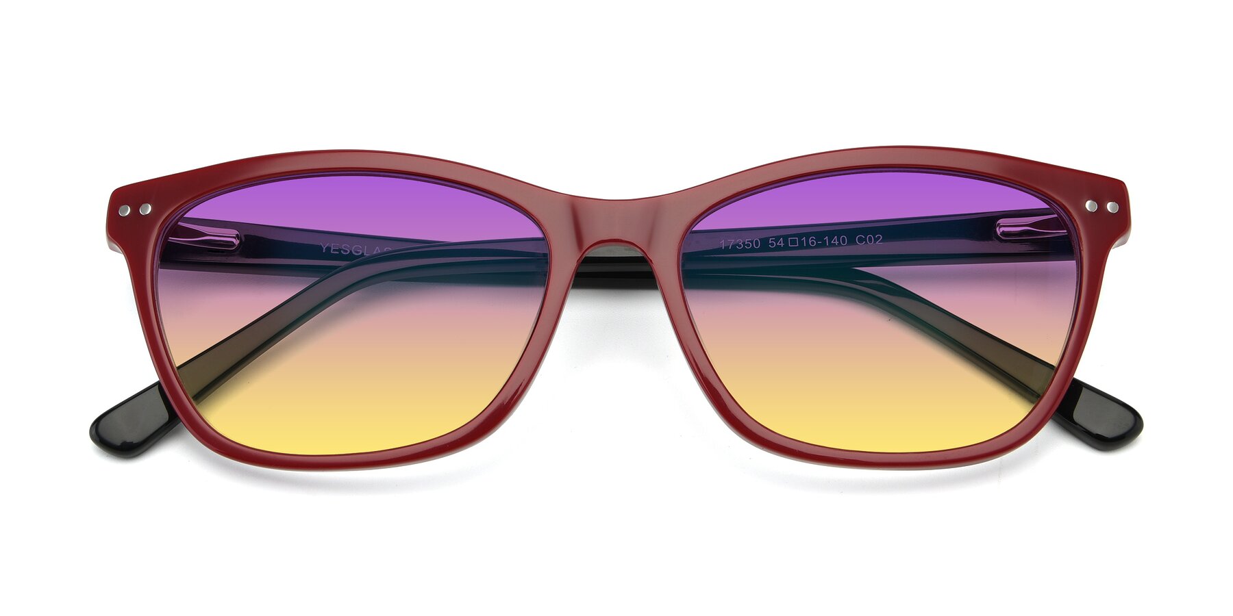 Folded Front of 17350 in Wine with Purple / Yellow Gradient Lenses