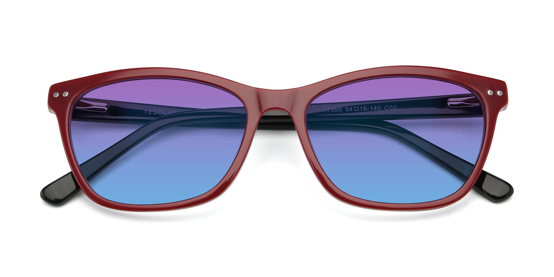 Folded Front of 17350 in Wine with Purple / Blue Gradient Lenses