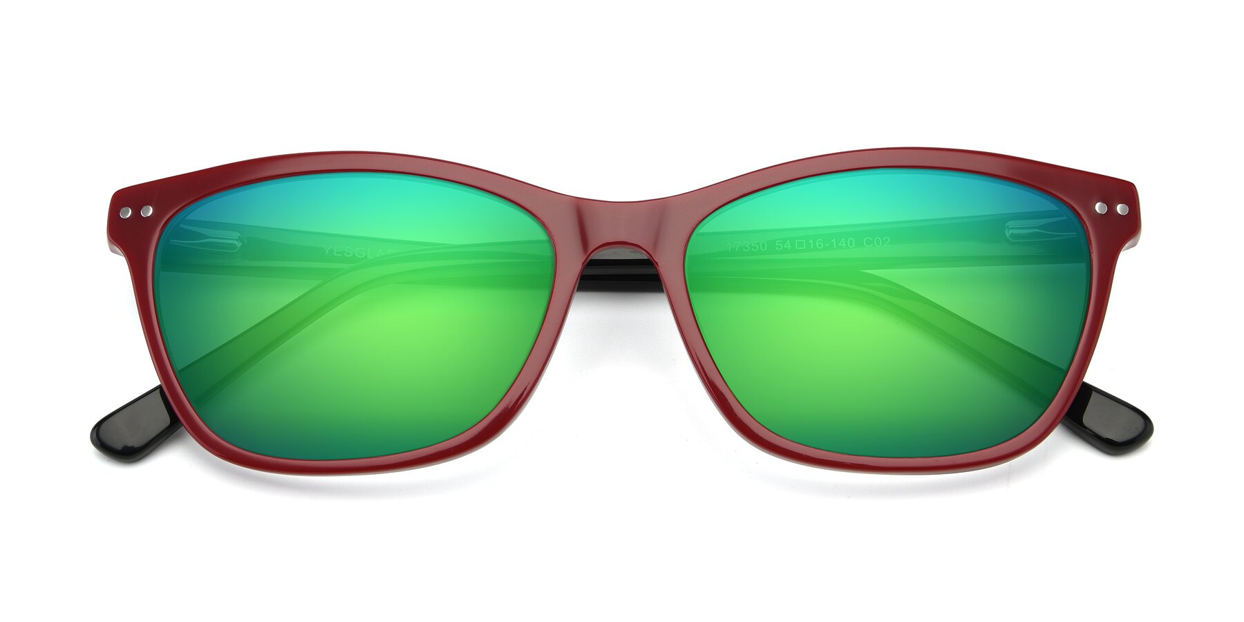 Folded Front of 17350 in Wine with Green Mirrored Lenses