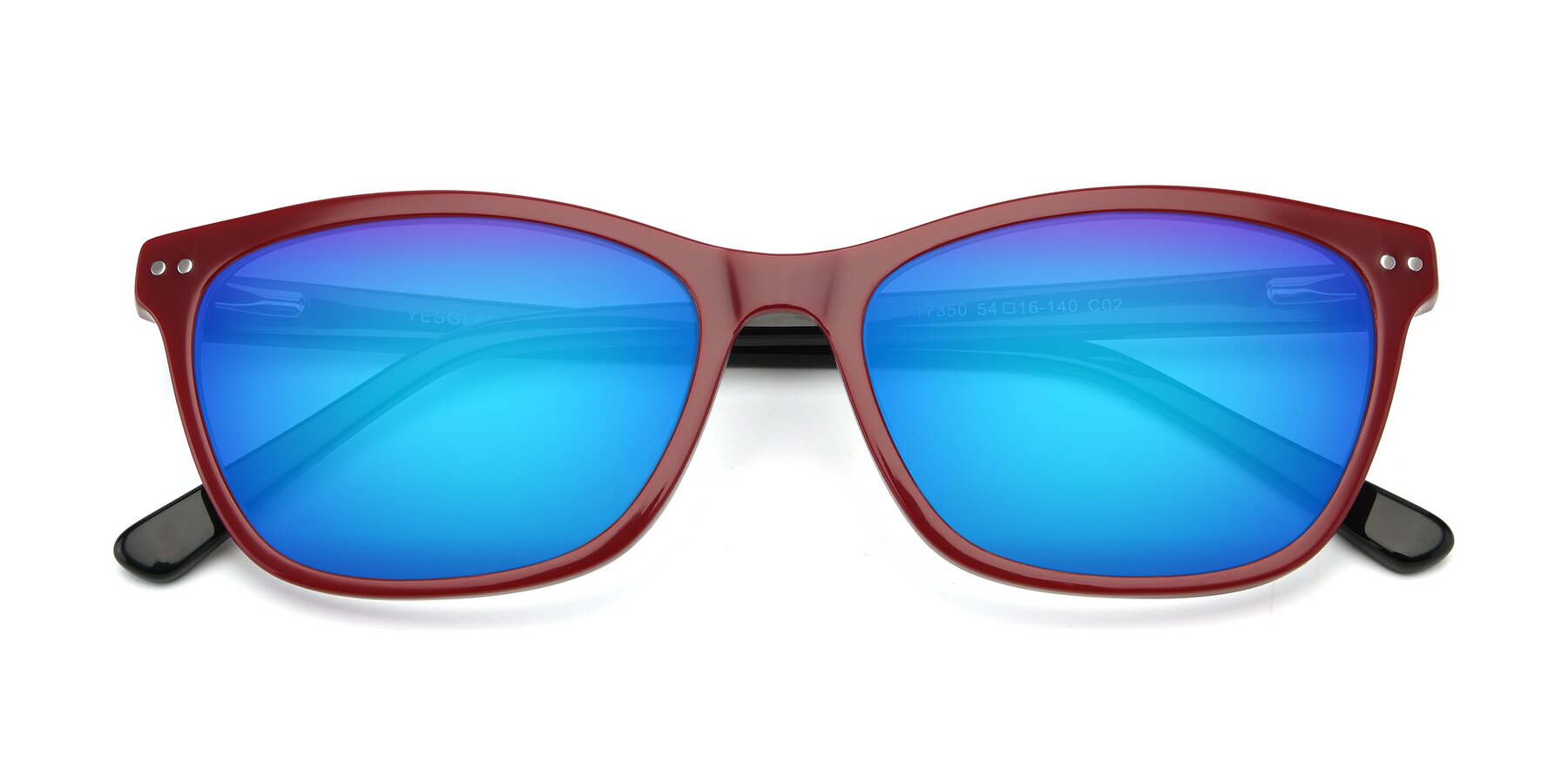 Folded Front of 17350 in Wine with Blue Mirrored Lenses