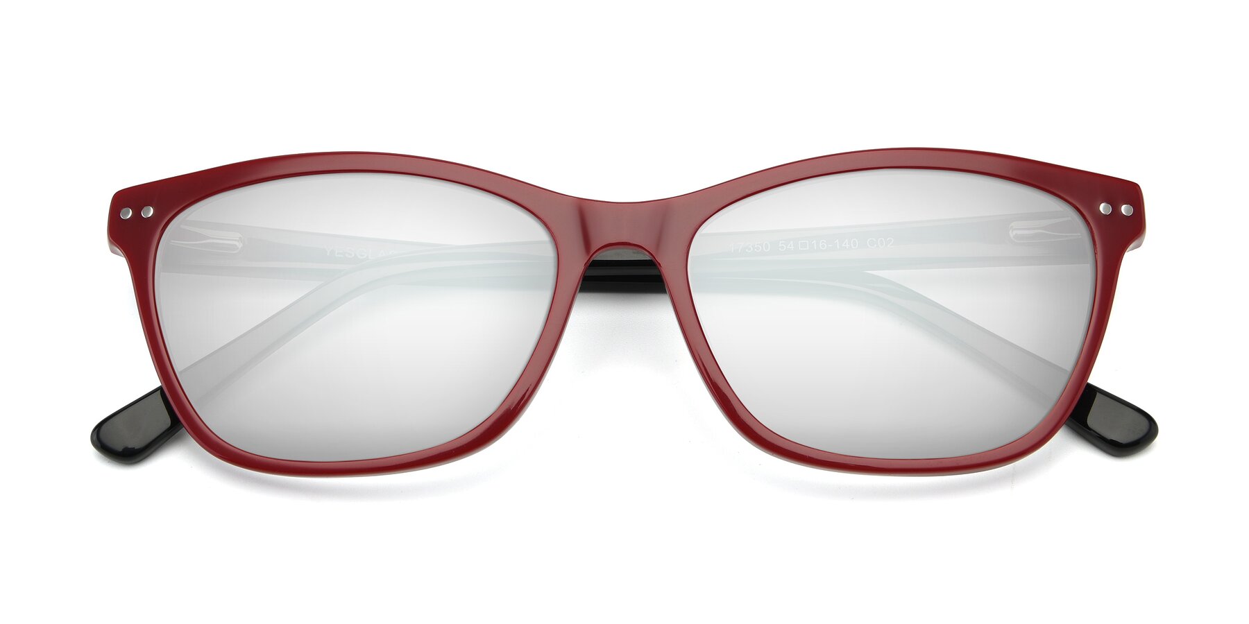 Folded Front of 17350 in Wine with Silver Mirrored Lenses
