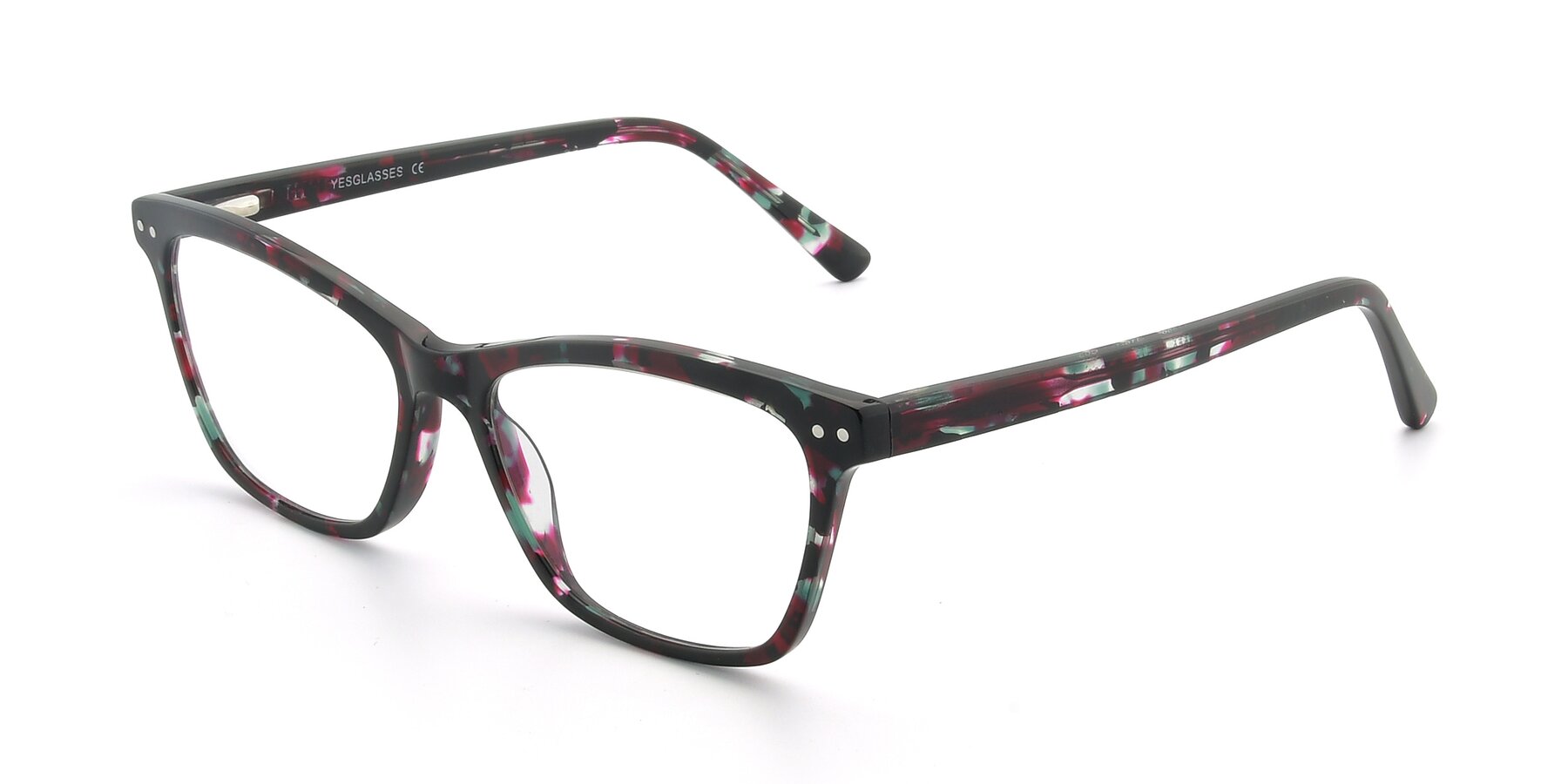 Angle of 17350 in Floral Tortoise with Clear Blue Light Blocking Lenses