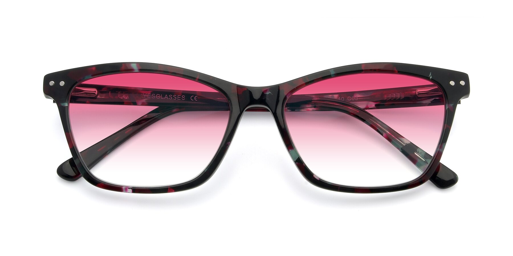 Folded Front of 17350 in Floral Tortoise with Pink Gradient Lenses