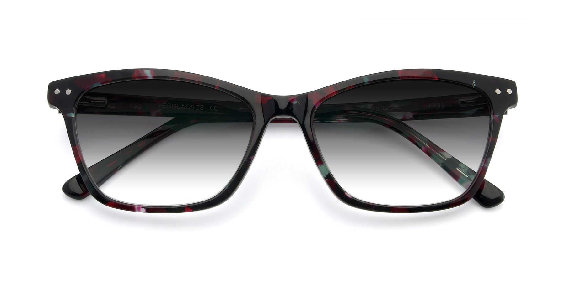 Folded Front of 17350 in Floral Tortoise with Gray Gradient Lenses