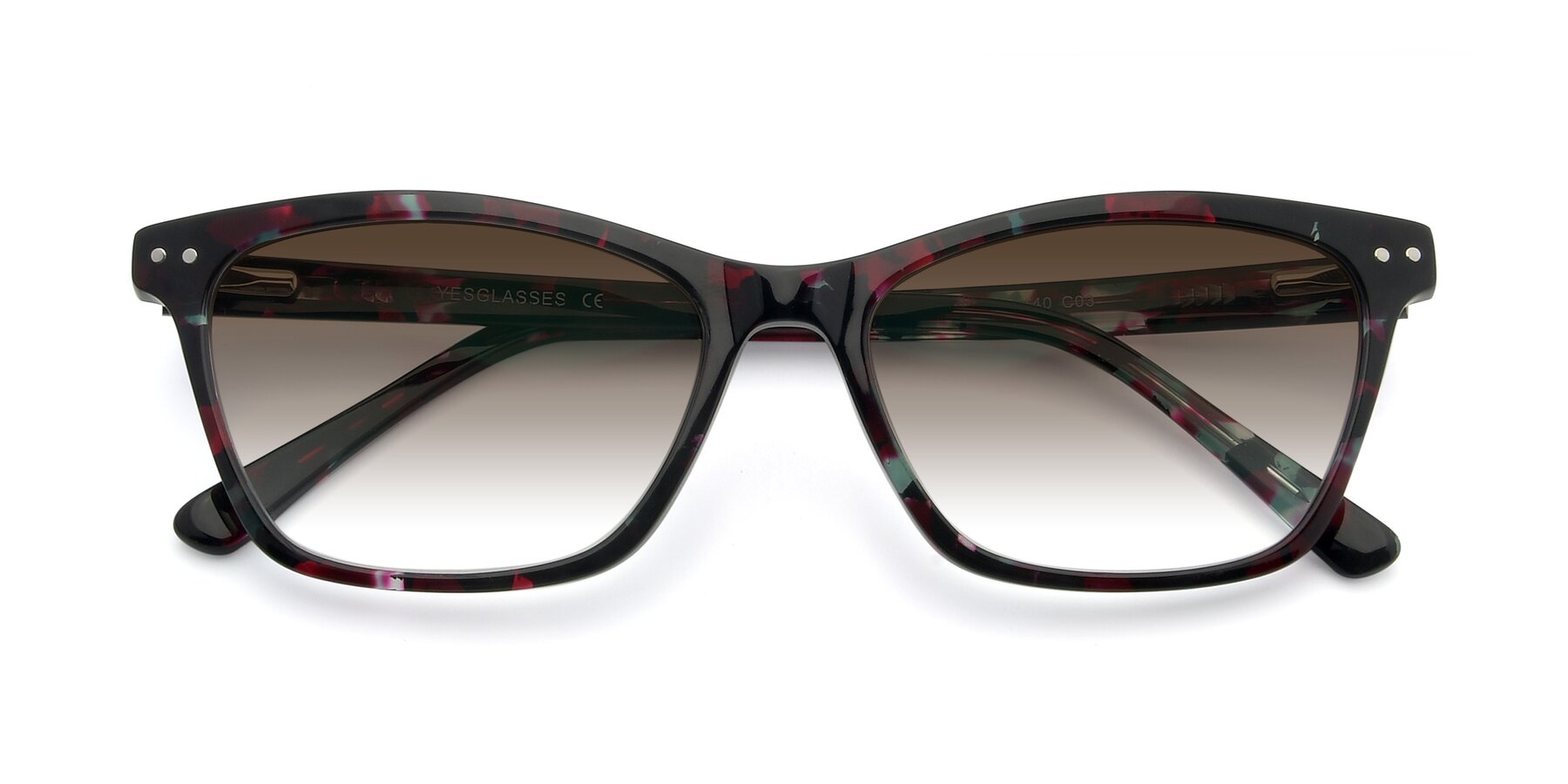 Folded Front of 17350 in Floral Tortoise with Brown Gradient Lenses