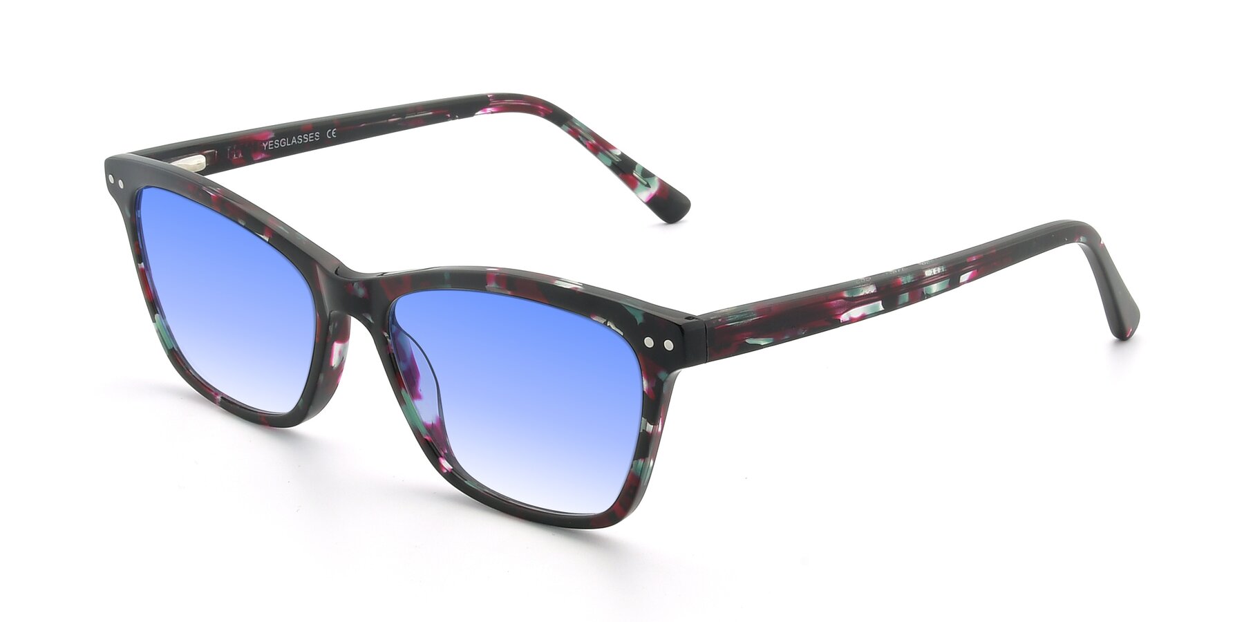 Angle of 17350 in Floral Tortoise with Blue Gradient Lenses
