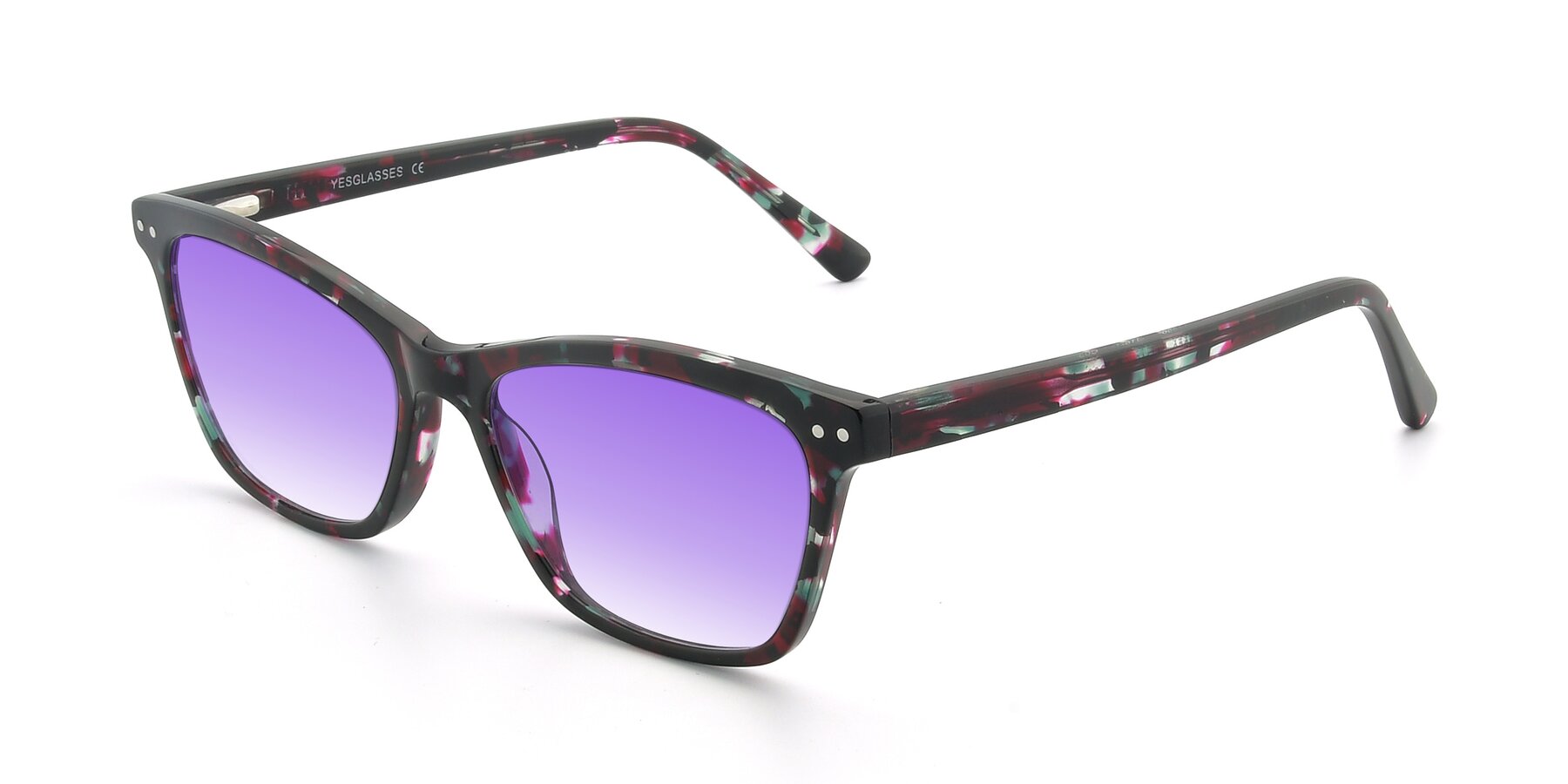Angle of 17350 in Floral Tortoise with Purple Gradient Lenses