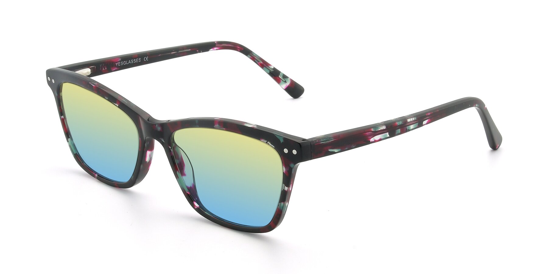 Angle of 17350 in Floral Tortoise with Yellow / Blue Gradient Lenses