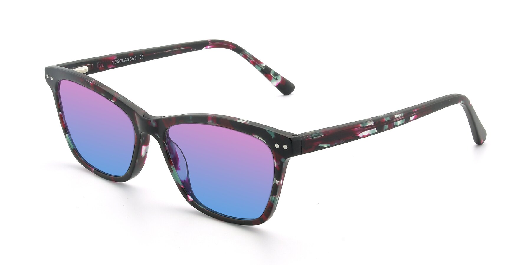 Angle of 17350 in Floral Tortoise with Pink / Blue Gradient Lenses