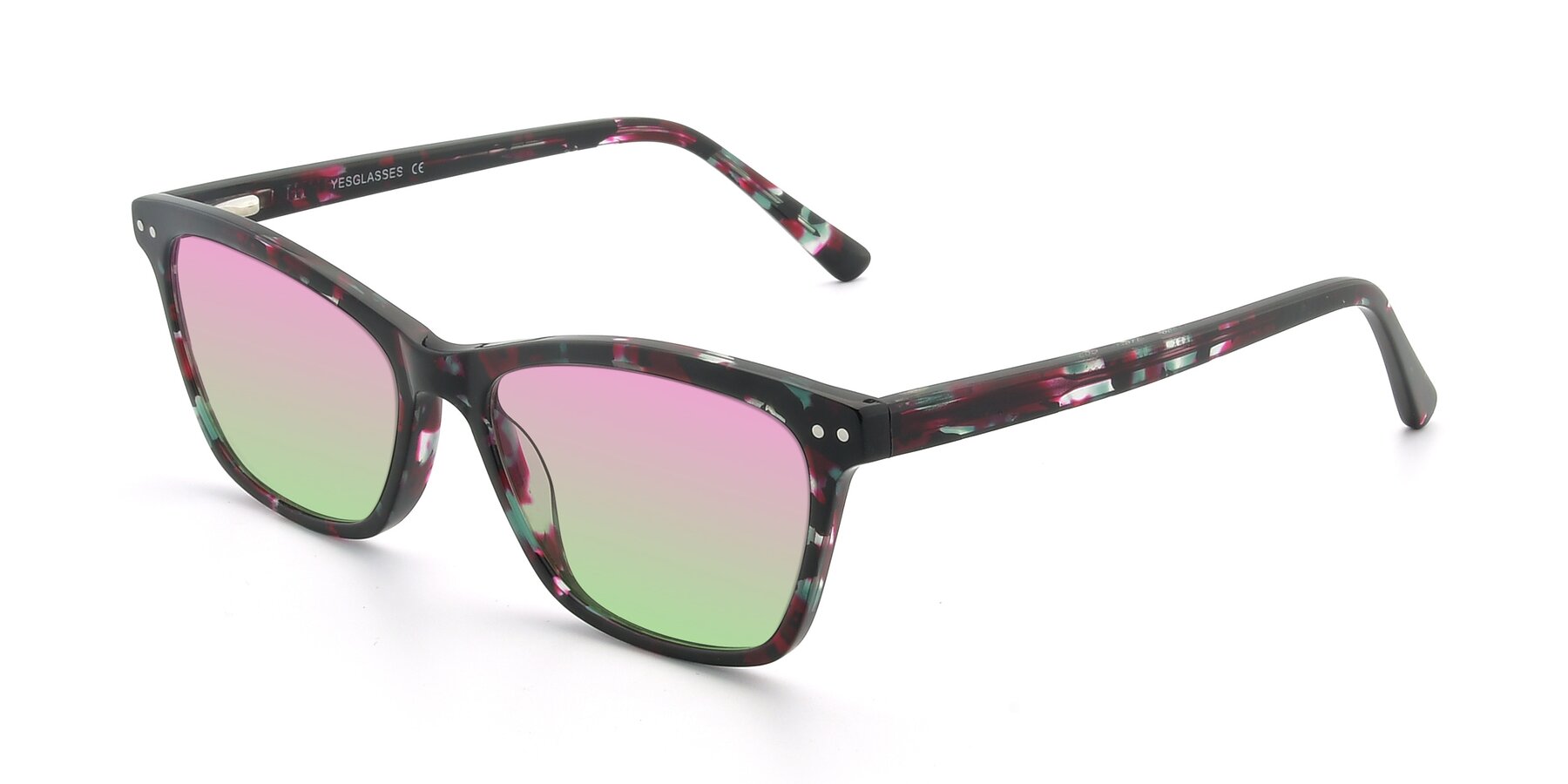 Angle of 17350 in Floral Tortoise with Pink / Green Gradient Lenses