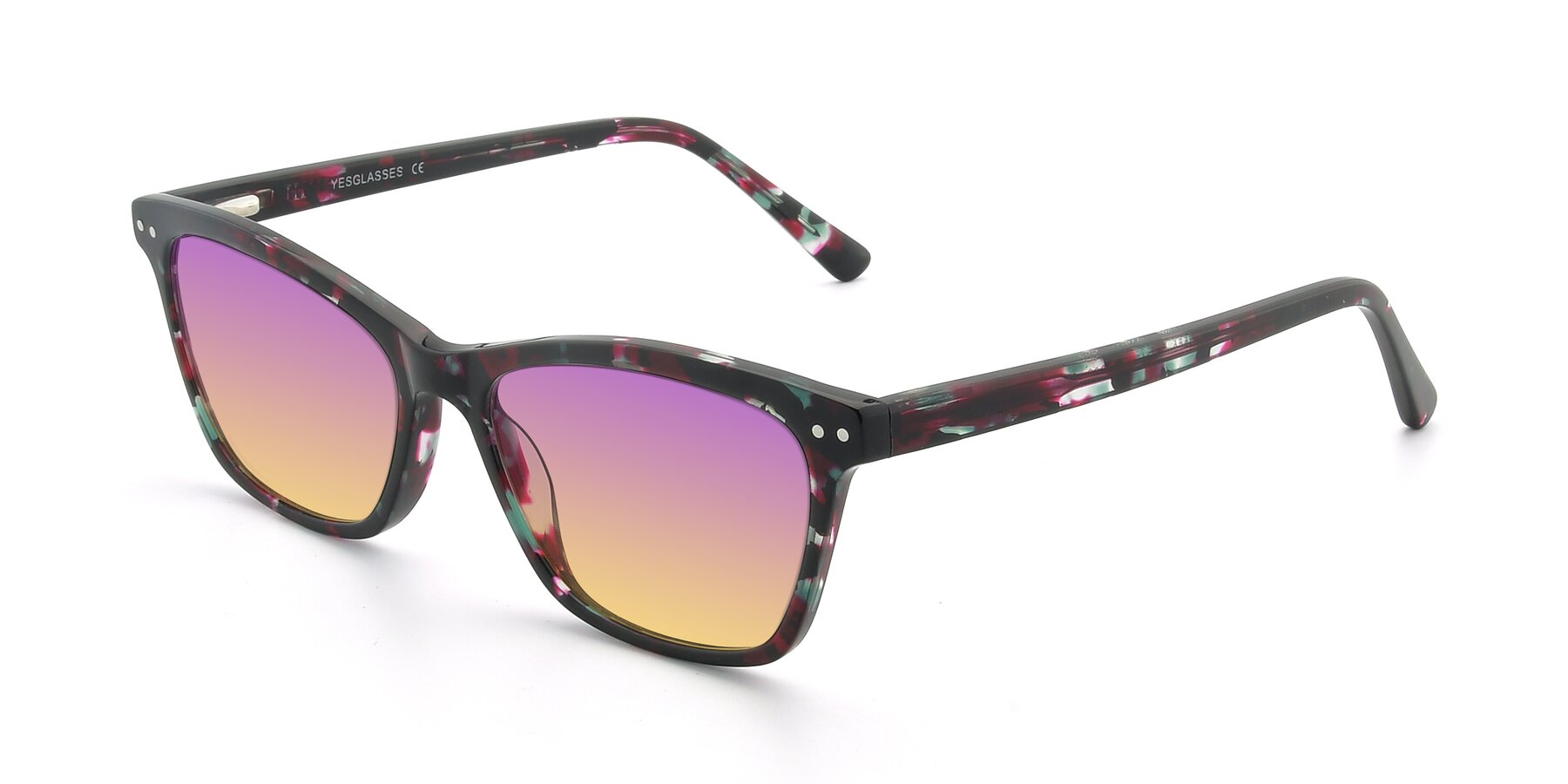 Angle of 17350 in Floral Tortoise with Purple / Yellow Gradient Lenses