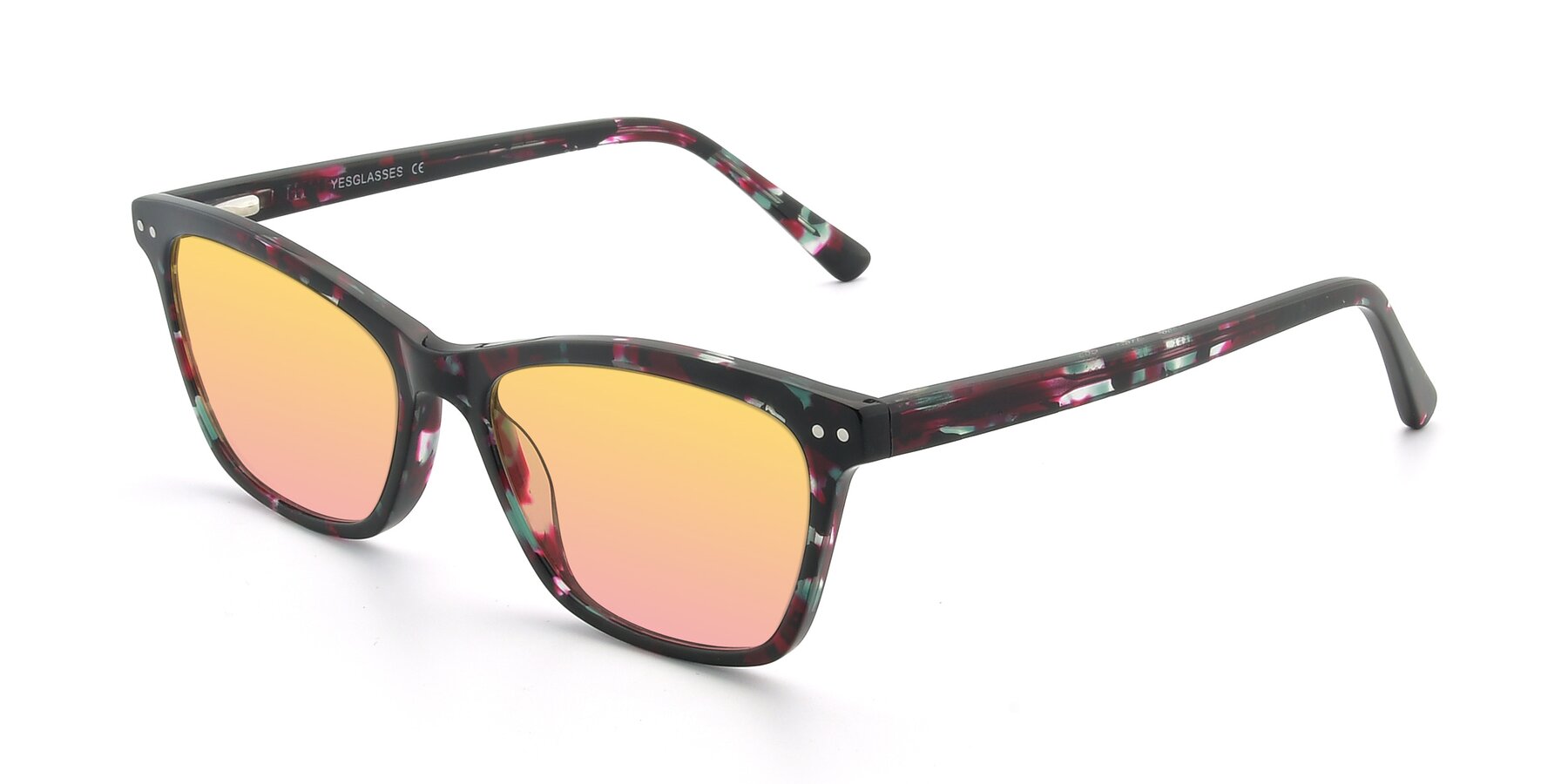 Angle of 17350 in Floral Tortoise with Yellow / Pink Gradient Lenses