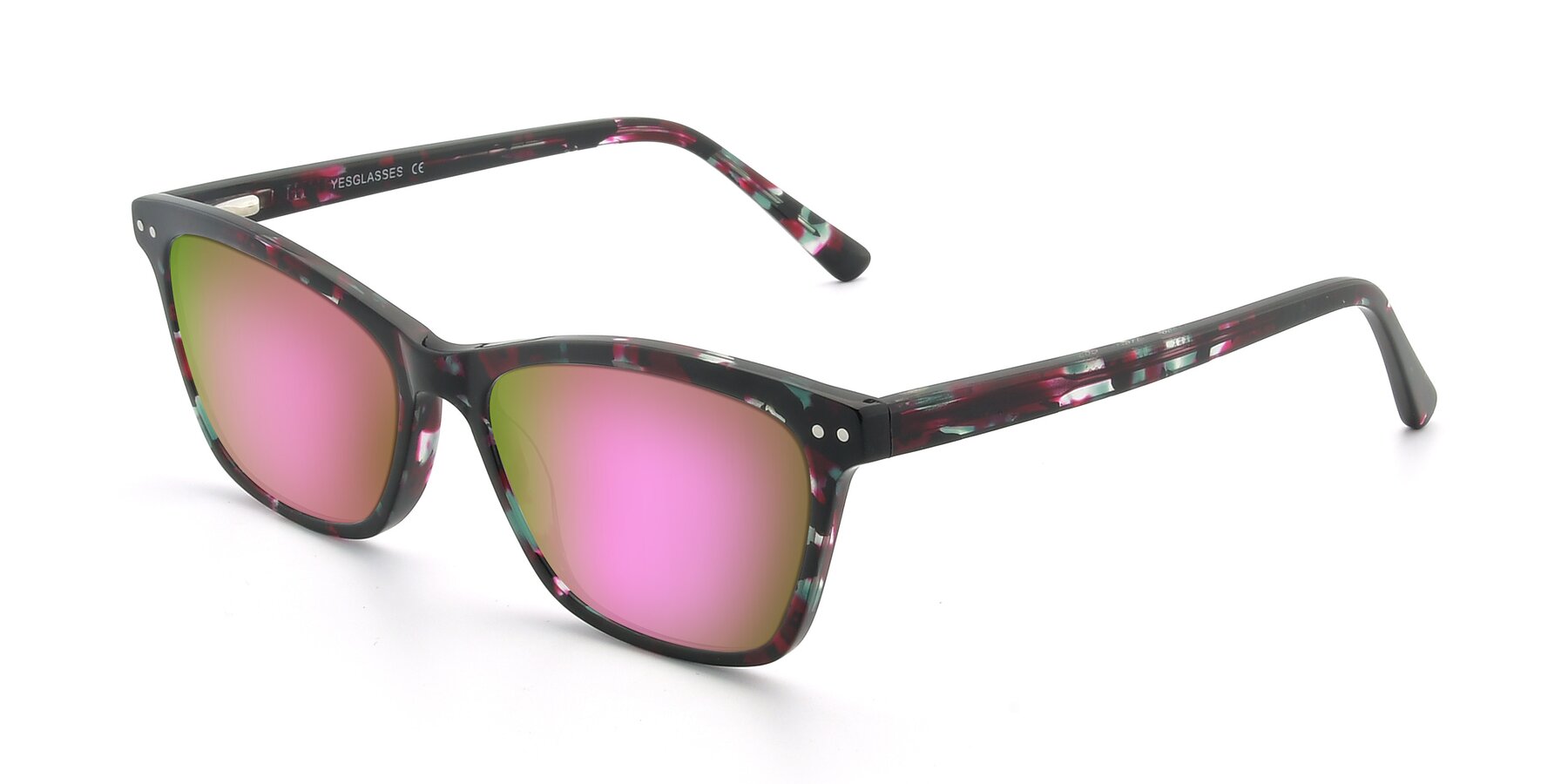 Angle of 17350 in Floral Tortoise with Pink Mirrored Lenses