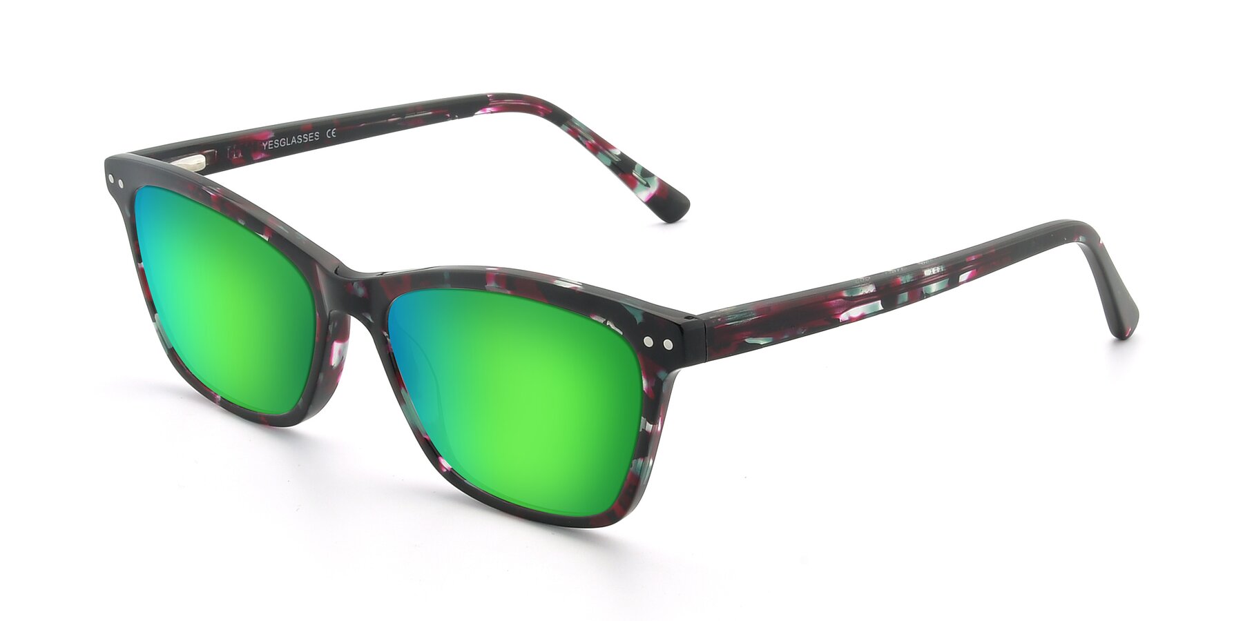 Angle of 17350 in Floral Tortoise with Green Mirrored Lenses