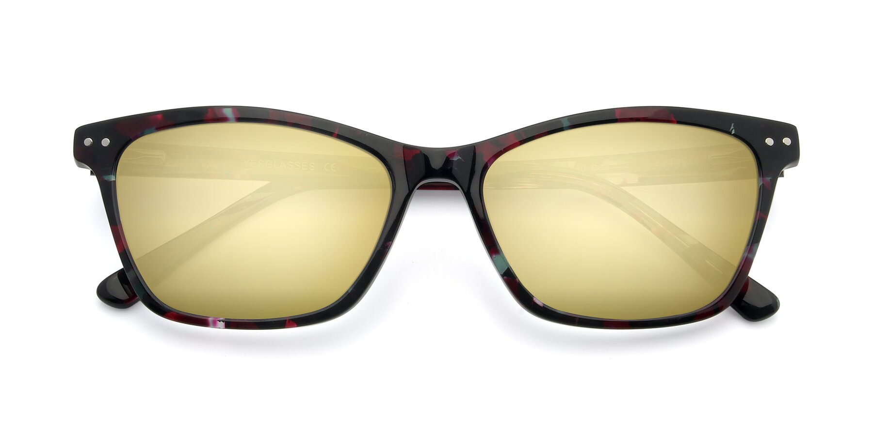Folded Front of 17350 in Floral Tortoise with Gold Mirrored Lenses