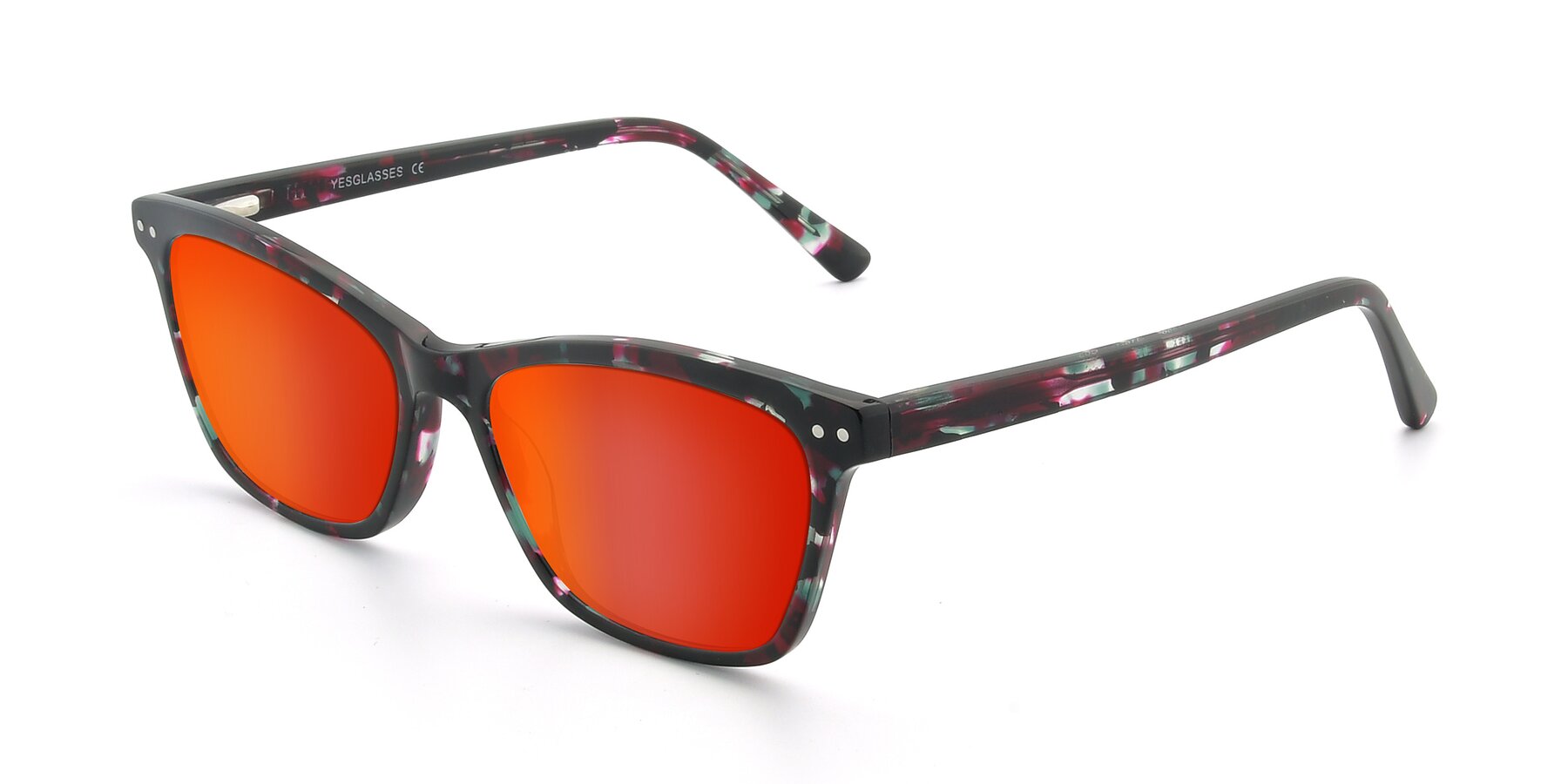 Angle of 17350 in Floral Tortoise with Red Gold Mirrored Lenses