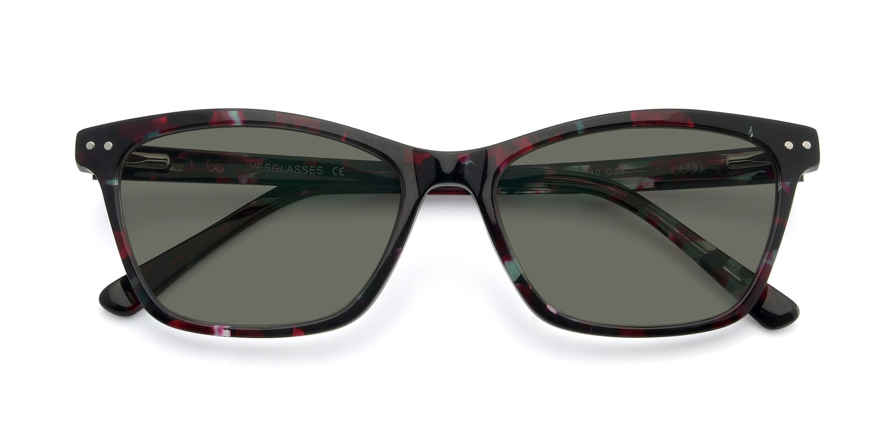 Folded Front of 17350 in Floral Tortoise with Gray Polarized Lenses