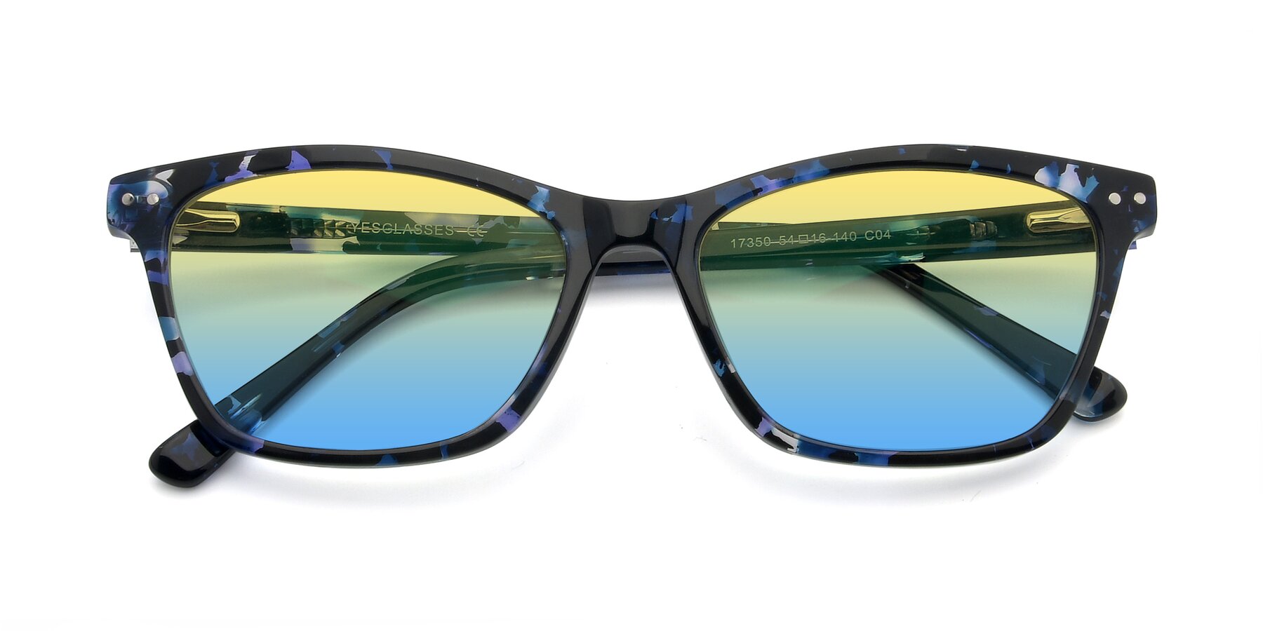 Folded Front of 17350 in Tortoise Blue with Yellow / Blue Gradient Lenses
