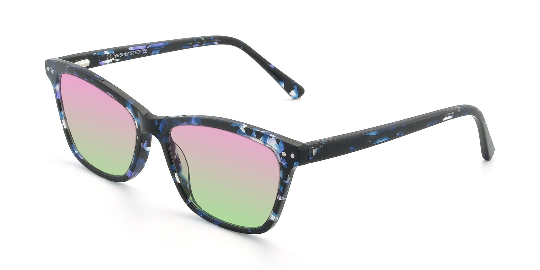 Angle of 17350 in Tortoise Blue with Pink / Green Gradient Lenses