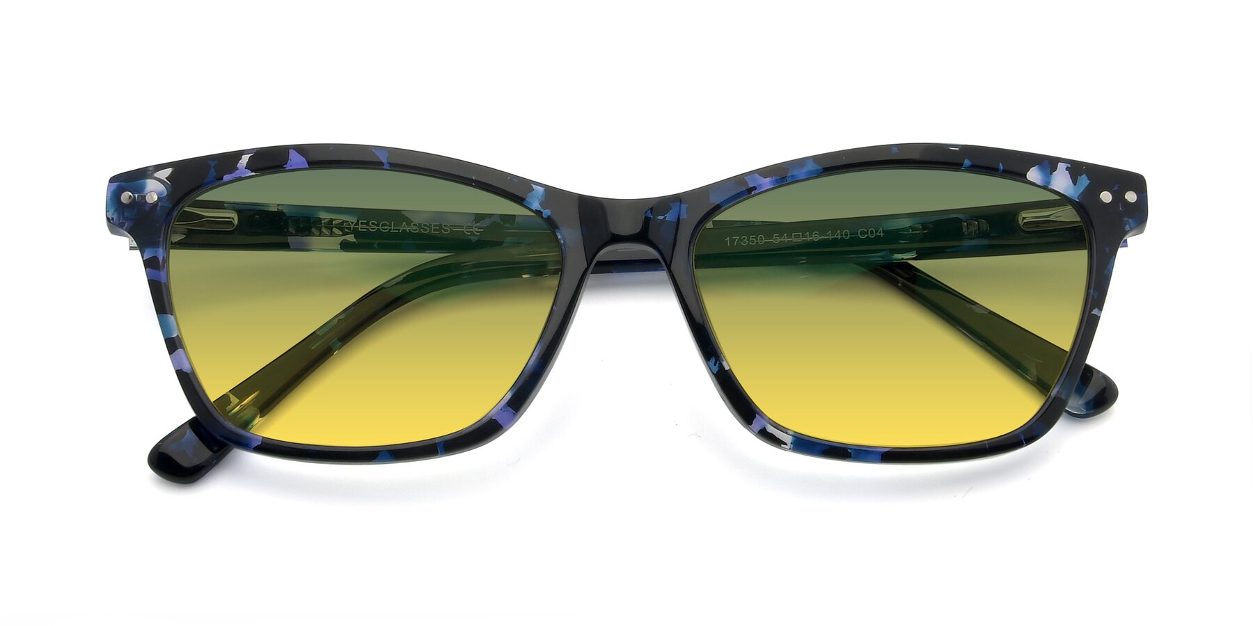 Folded Front of 17350 in Tortoise Blue with Green / Yellow Gradient Lenses