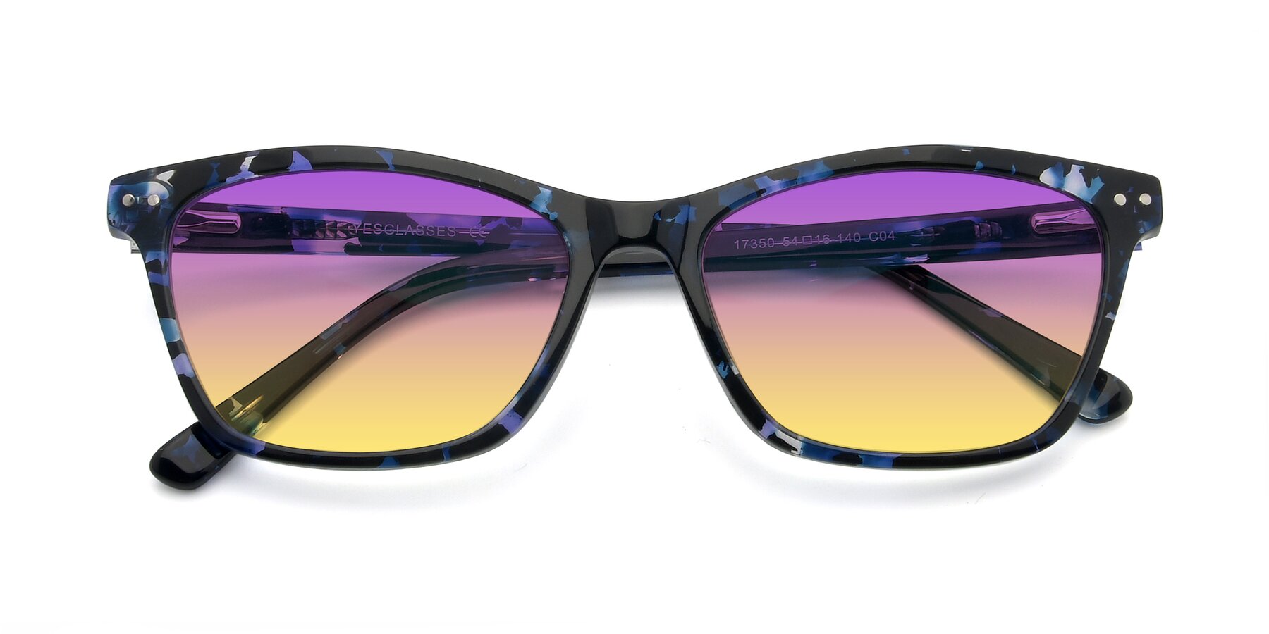 Folded Front of 17350 in Tortoise Blue with Purple / Yellow Gradient Lenses
