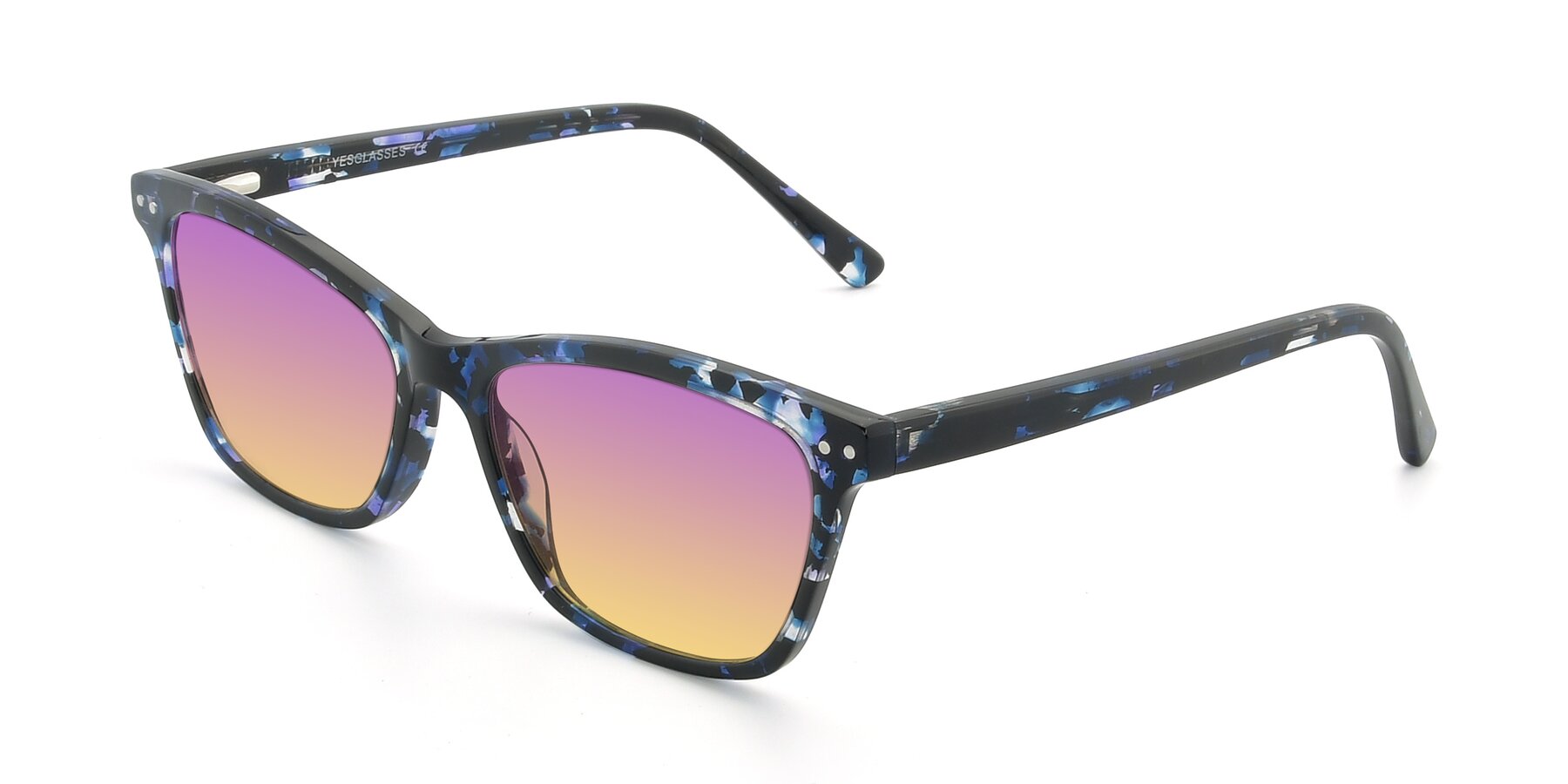 Angle of 17350 in Tortoise Blue with Purple / Yellow Gradient Lenses
