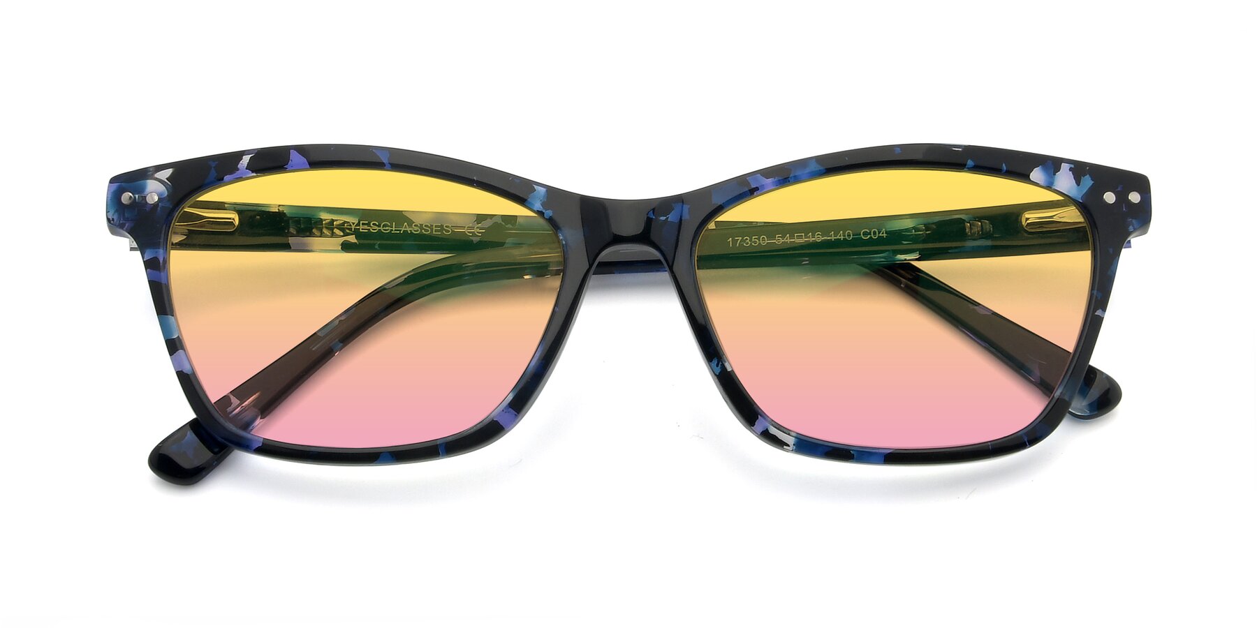 Folded Front of 17350 in Tortoise Blue with Yellow / Pink Gradient Lenses