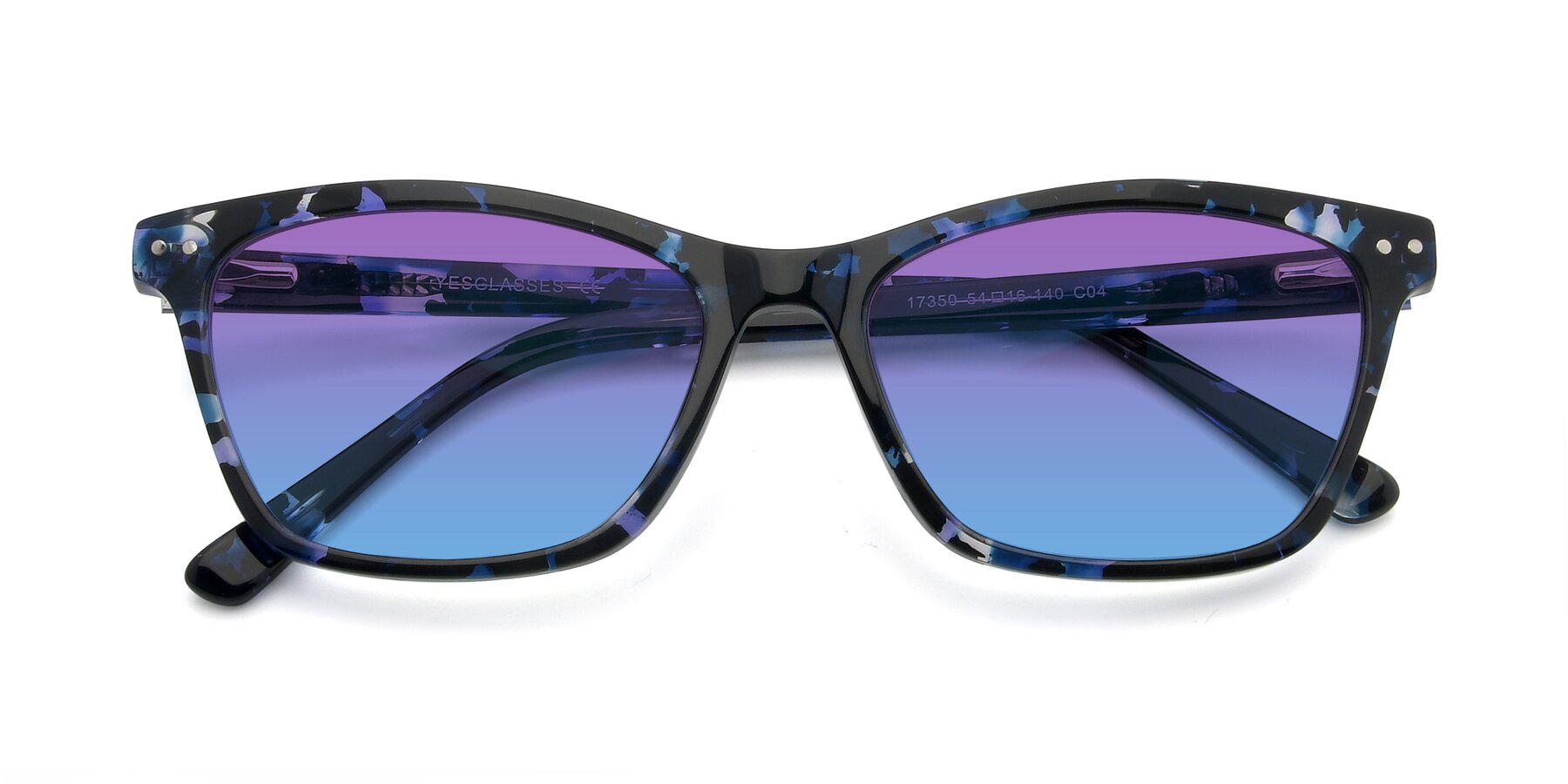 Folded Front of 17350 in Tortoise Blue with Purple / Blue Gradient Lenses