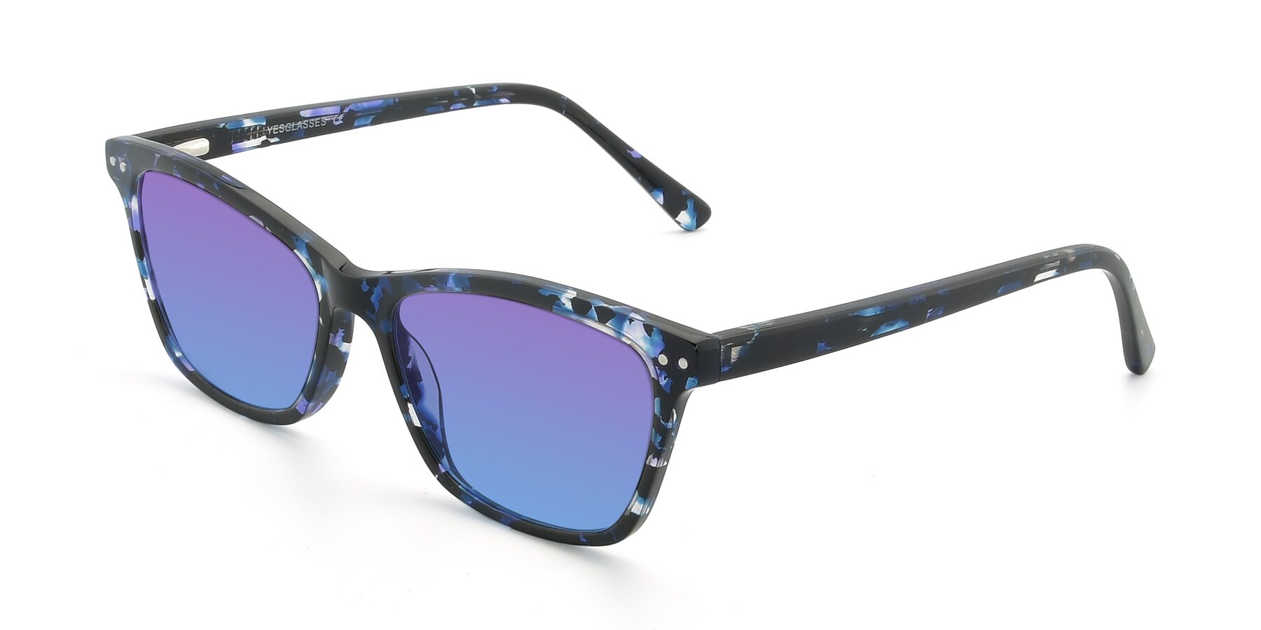 Angle of 17350 in Tortoise Blue with Purple / Blue Gradient Lenses
