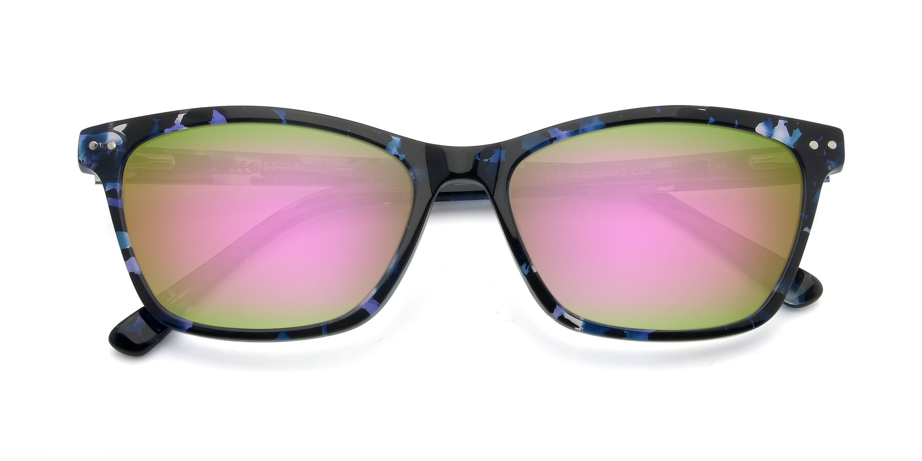 Folded Front of 17350 in Tortoise Blue with Pink Mirrored Lenses