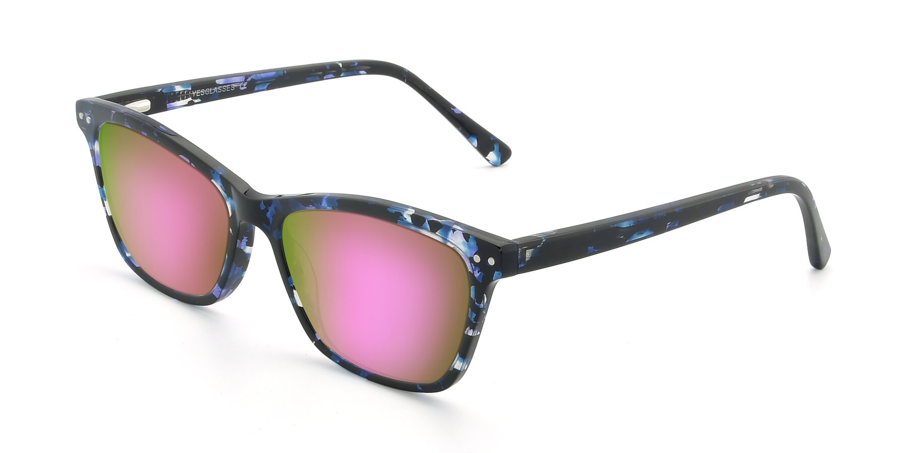 Angle of 17350 in Tortoise Blue with Pink Mirrored Lenses
