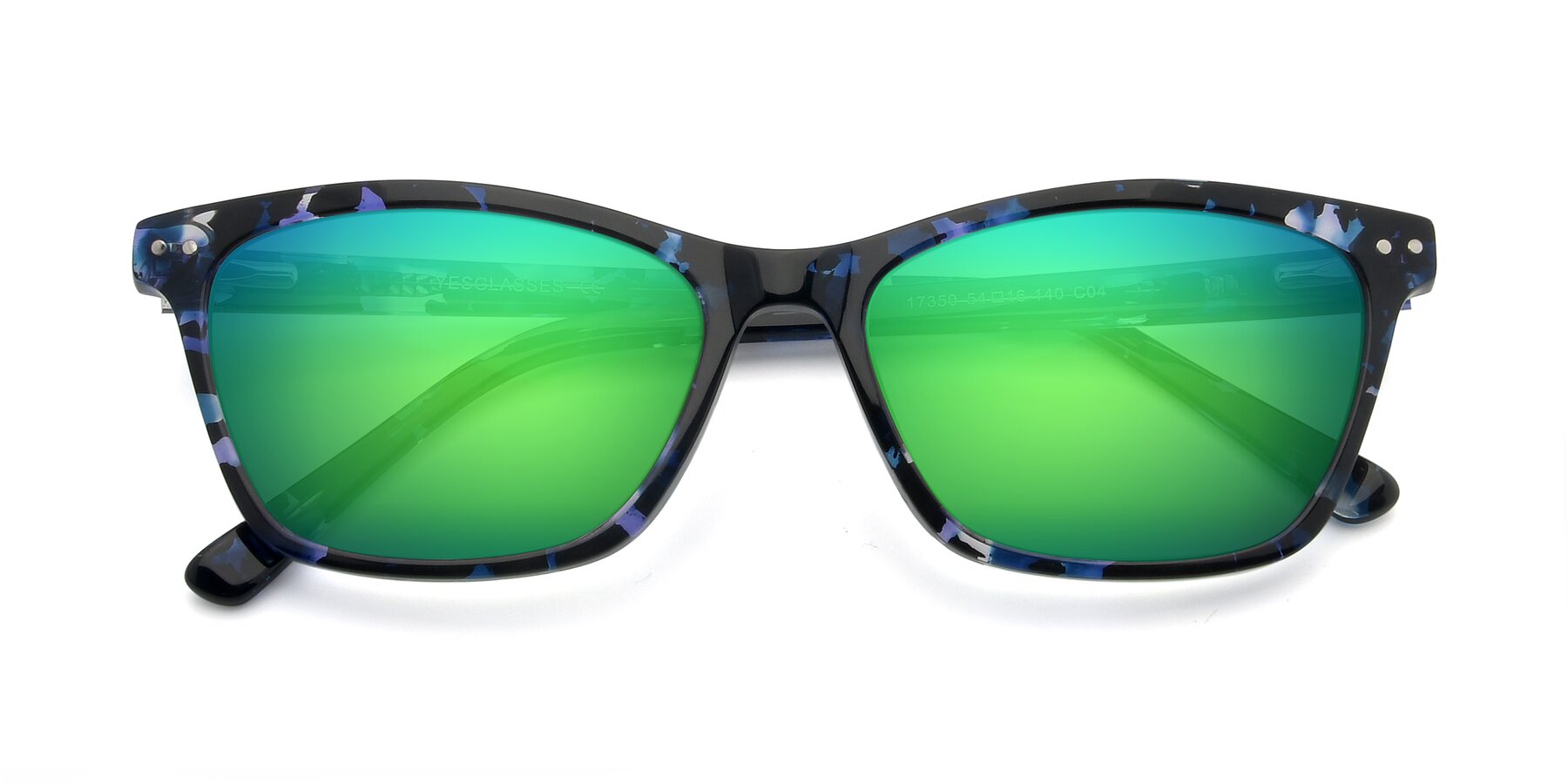 Folded Front of 17350 in Tortoise Blue with Green Mirrored Lenses