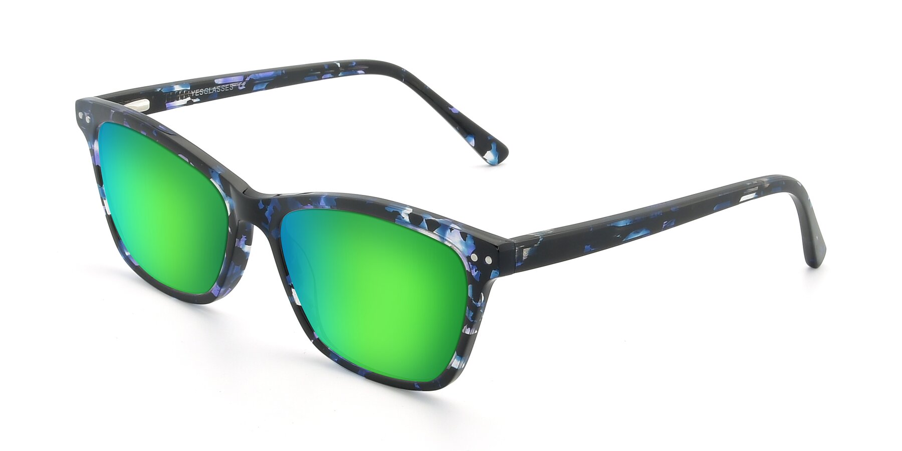 Angle of 17350 in Tortoise Blue with Green Mirrored Lenses