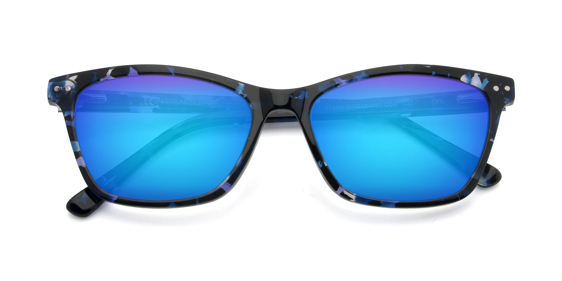 Folded Front of 17350 in Tortoise Blue with Blue Mirrored Lenses