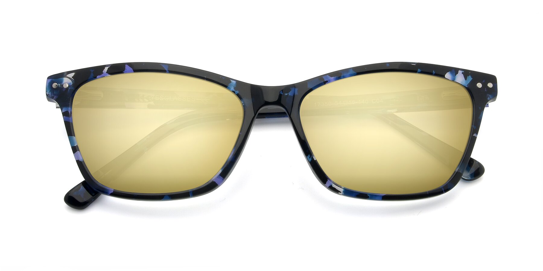 Folded Front of 17350 in Tortoise Blue with Gold Mirrored Lenses