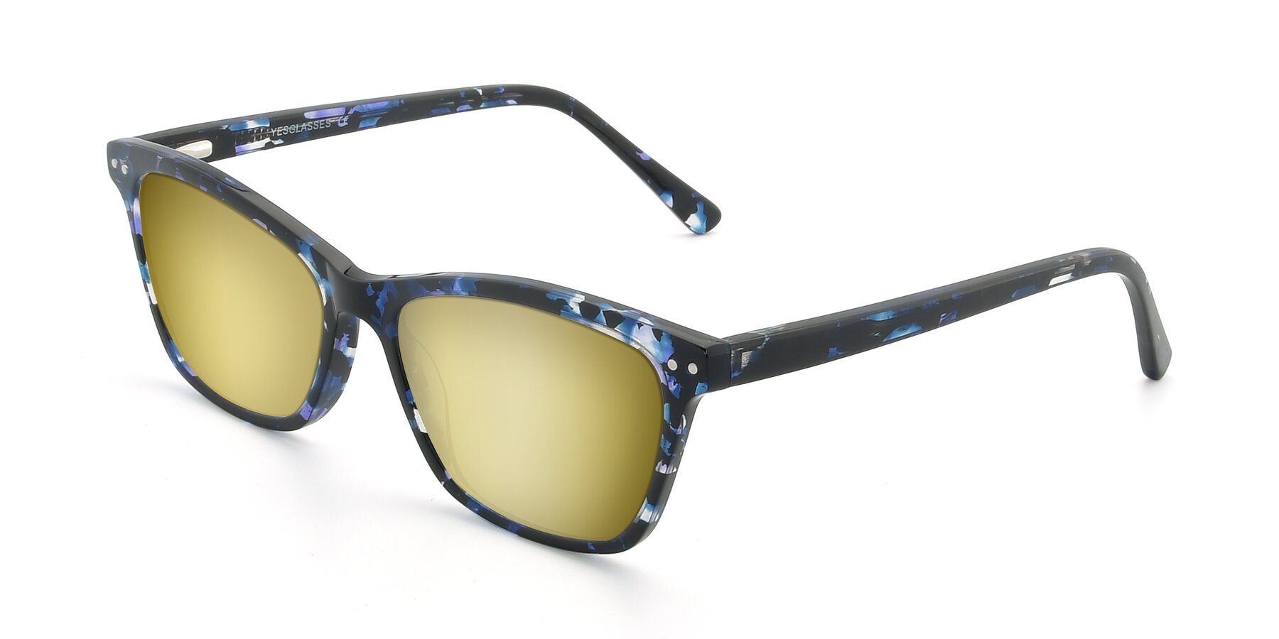 Angle of 17350 in Tortoise Blue with Gold Mirrored Lenses