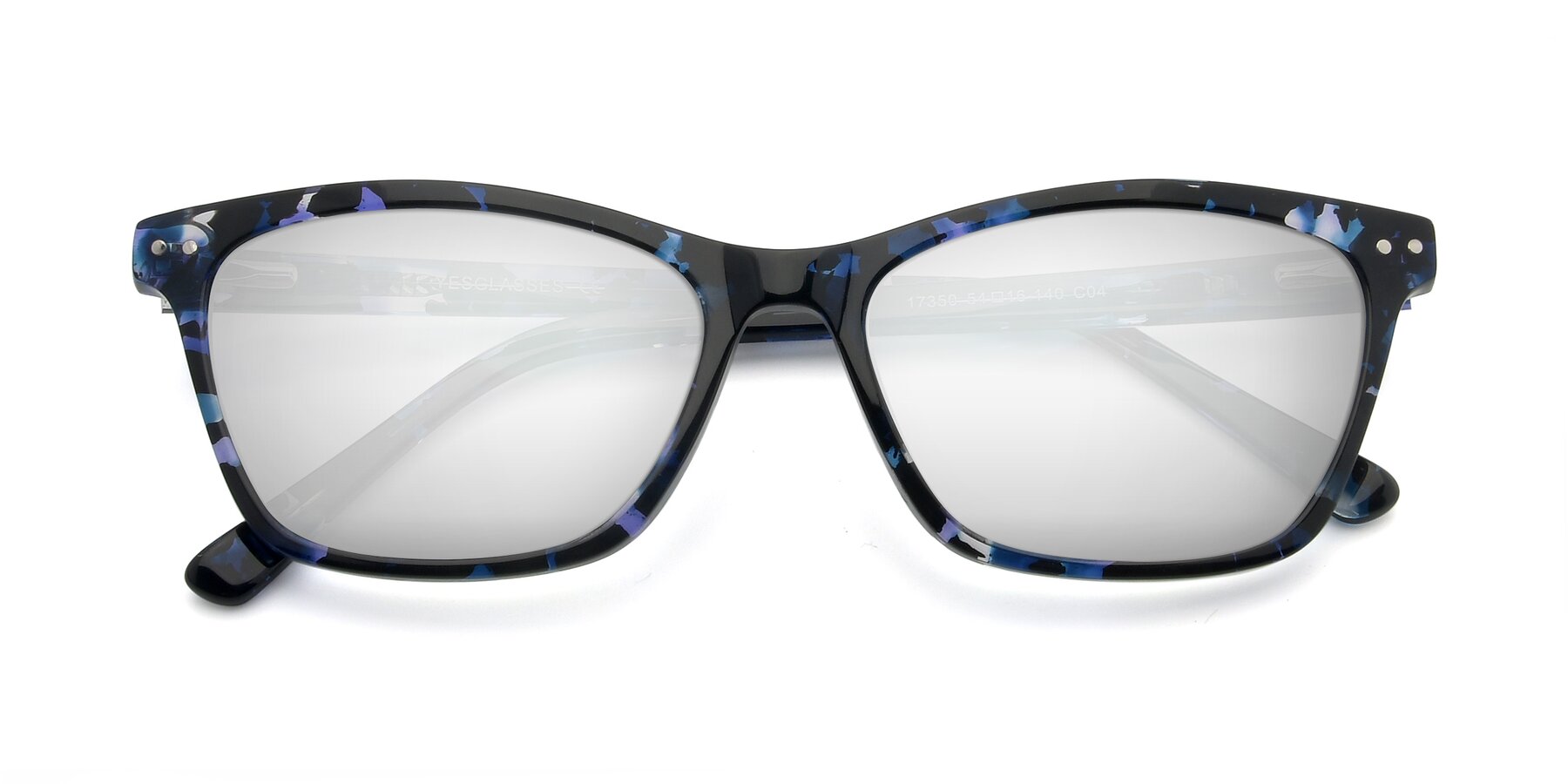 Folded Front of 17350 in Tortoise Blue with Silver Mirrored Lenses