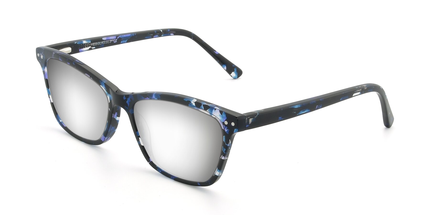 Angle of 17350 in Tortoise Blue with Silver Mirrored Lenses